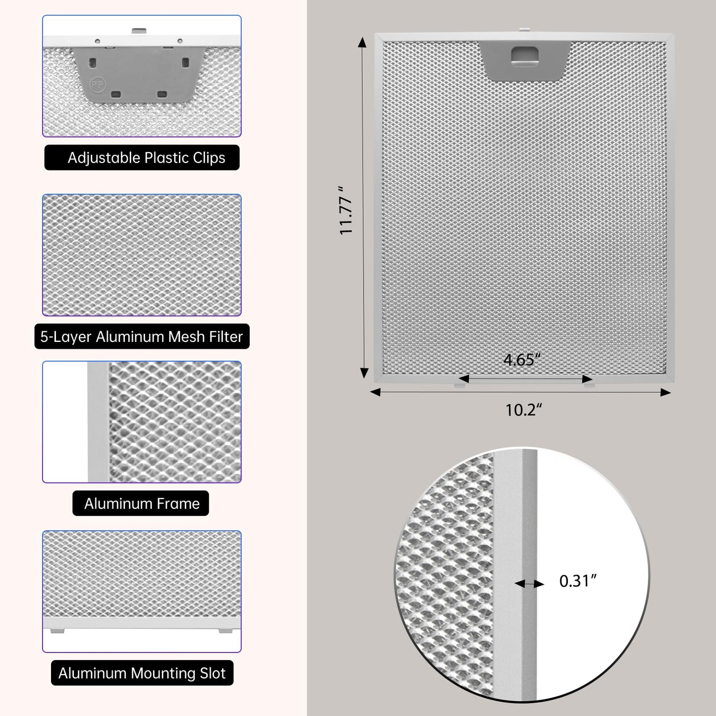 3 Pack WB02X24871 Range Hood Filter - Exact Fit 11.77" x 10.2" x 0.31" - Fits GE JVW5361EJ1ES, JVW5361SJSS, JVW5361EJ2ES, JVW5361BJ1TS by seteams (3 pack)