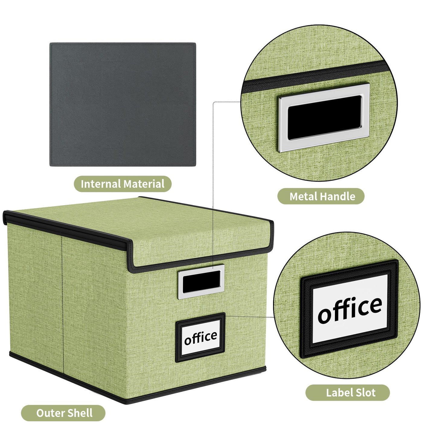 Huolewa File Organizer Boxes with Lids, Linen Hanging Filing & Storage Box with Plastic Slide for Office/Decor/Home, Universal Hanging Filing Organization Box for Letter/Legal Folder