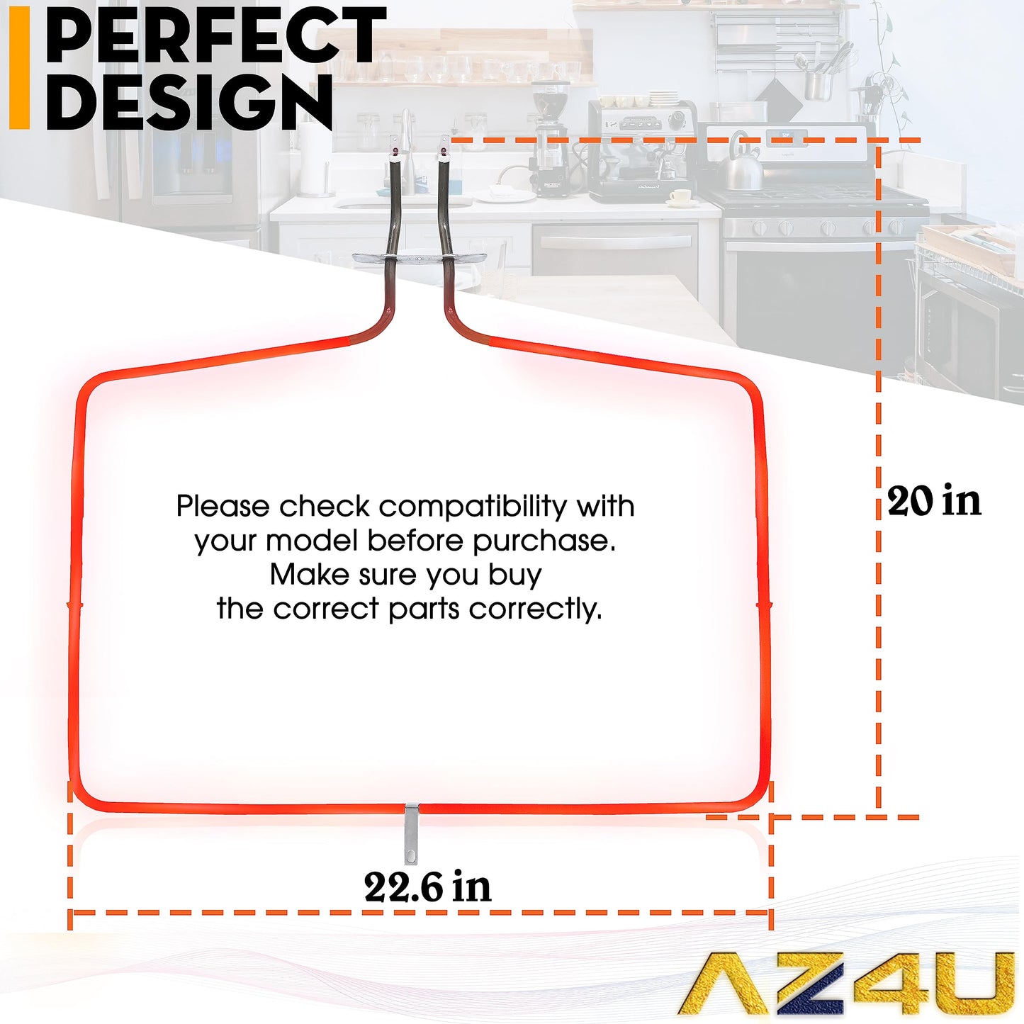 AZ4U Range Oven Bake Element Replaces For Maytag MER8700DS1 MER8674AS0 MER8674AW0 MER8775AB0 MER8680BS0 MER8775AS0 MER8674AB0 MER8880AS0 MER8680BW0 MER8700DE1 MER8880AB0 MER8680BB0 MER8700DS0 Stove