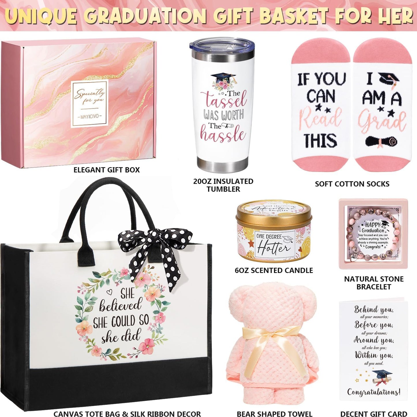 2026 Graduation Gifts for Women Her, Cool College Graduation Gifts Basket, Best Master Degree Grad Gift Box, Class of 2026 Congratulations Gift for Graduates Friends Sister Daughter Teacher Nurse