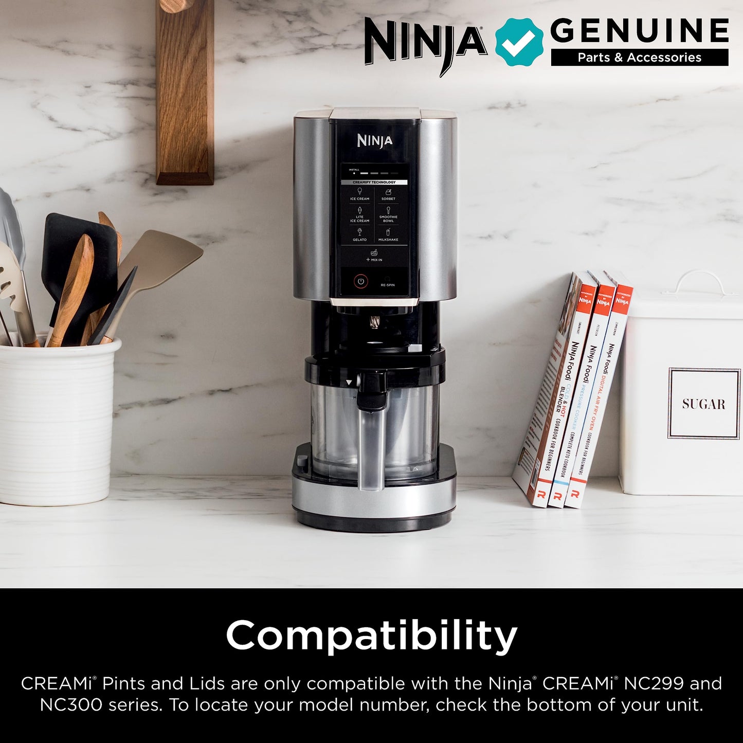 Ninja® CREAMi® Original Pints 4 Pack, Compatible with NC299AMZ & NC300s Series CREAMi® Ice Cream Makers, BPA-Free & Dishwasher Safe, Color Lids, 1 Pint Each, Clear/Grey/Lime/Pink/Aqua, XSKPLD4BCD