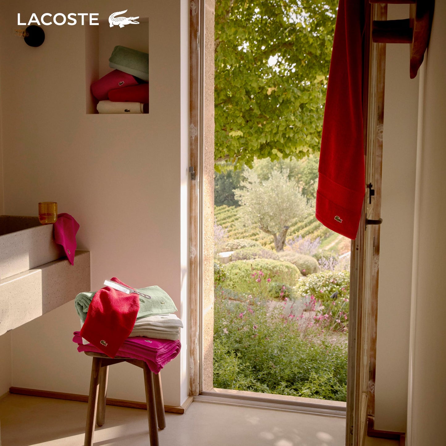 Lacoste Heritage Anti-Microbial Supima Cotton Hand Towel, Magenta, 16" x 30" – Absorbent & Quick Drying, Premium Super Soft Bath Towel, Bathroom Essential, Gift for All Occasions, Machine Washable
