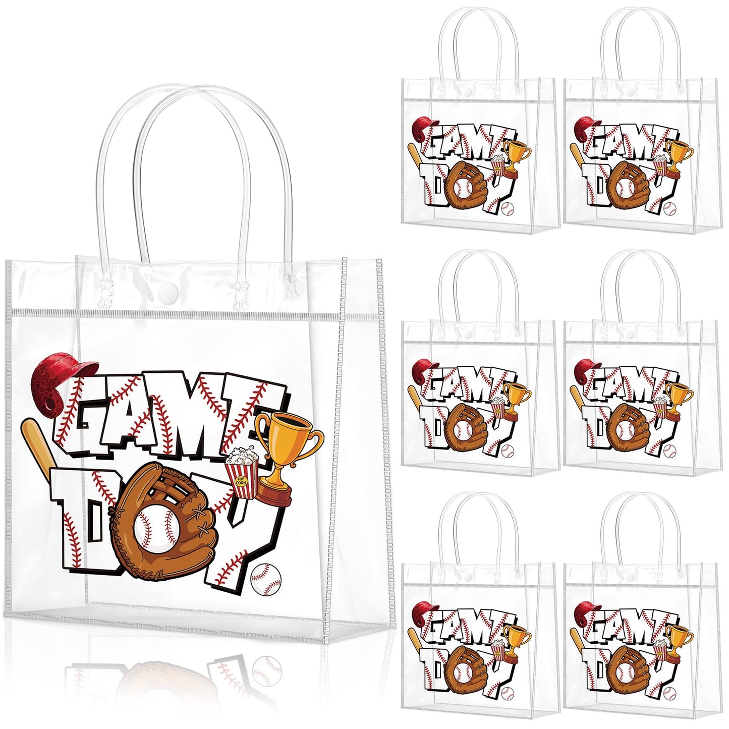 Wesnoy 20 Pcs Baseball Gifts Bags with Handles Reusable Baseball Goodie Bags for Team Candy Birthday Party Supplies 8 x 8 x 3.15''