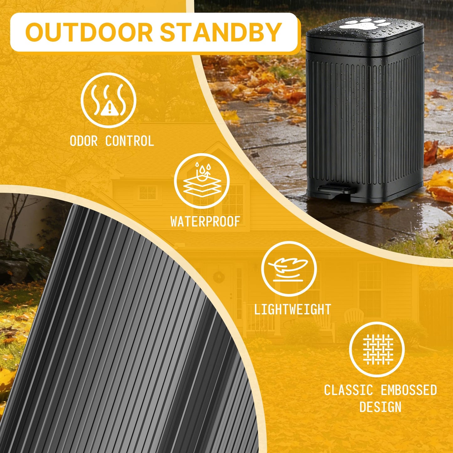 Hahomei Dog Poop Trash Can Outside, 2.7Gal Dog Waste Trash Can with Lid, Foot Pedal, Dog Waste Container with 20 Bags, Pet Poop Bucket with Soft Close for Backyard Odor Control, Black