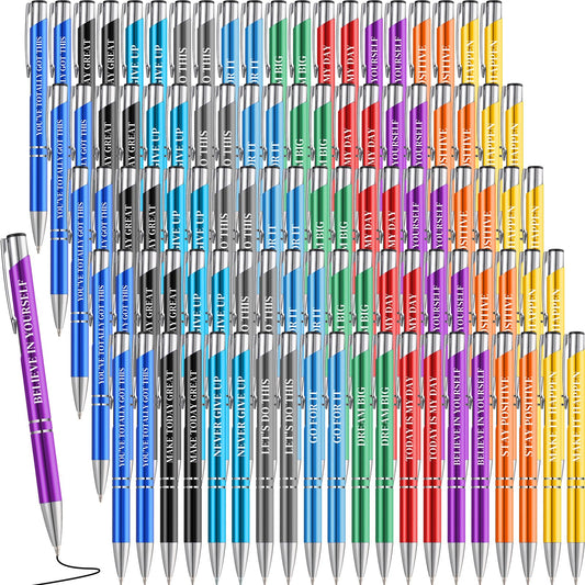 Sherr 100 Pcs Ballpoint Pens Motivational Inspirational Quotes Metal Pen Bulk Employee Appreciation Gifts Encouraging Writing Black Ink for Student Coworker Teacher Office (Go for It)