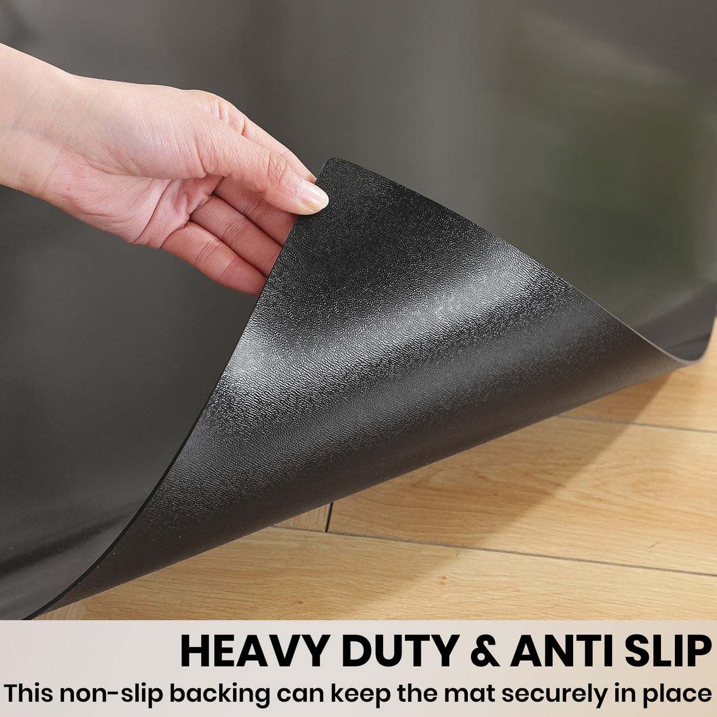Black Office Chair Mat for Hardwood Floor, 36 x 48 Inch Computer Desk Chair Mat, Plastic Floor Protectors for Chairs, Heavy Duty Wood Tile Floor Mats for Home Laundry Dining Area