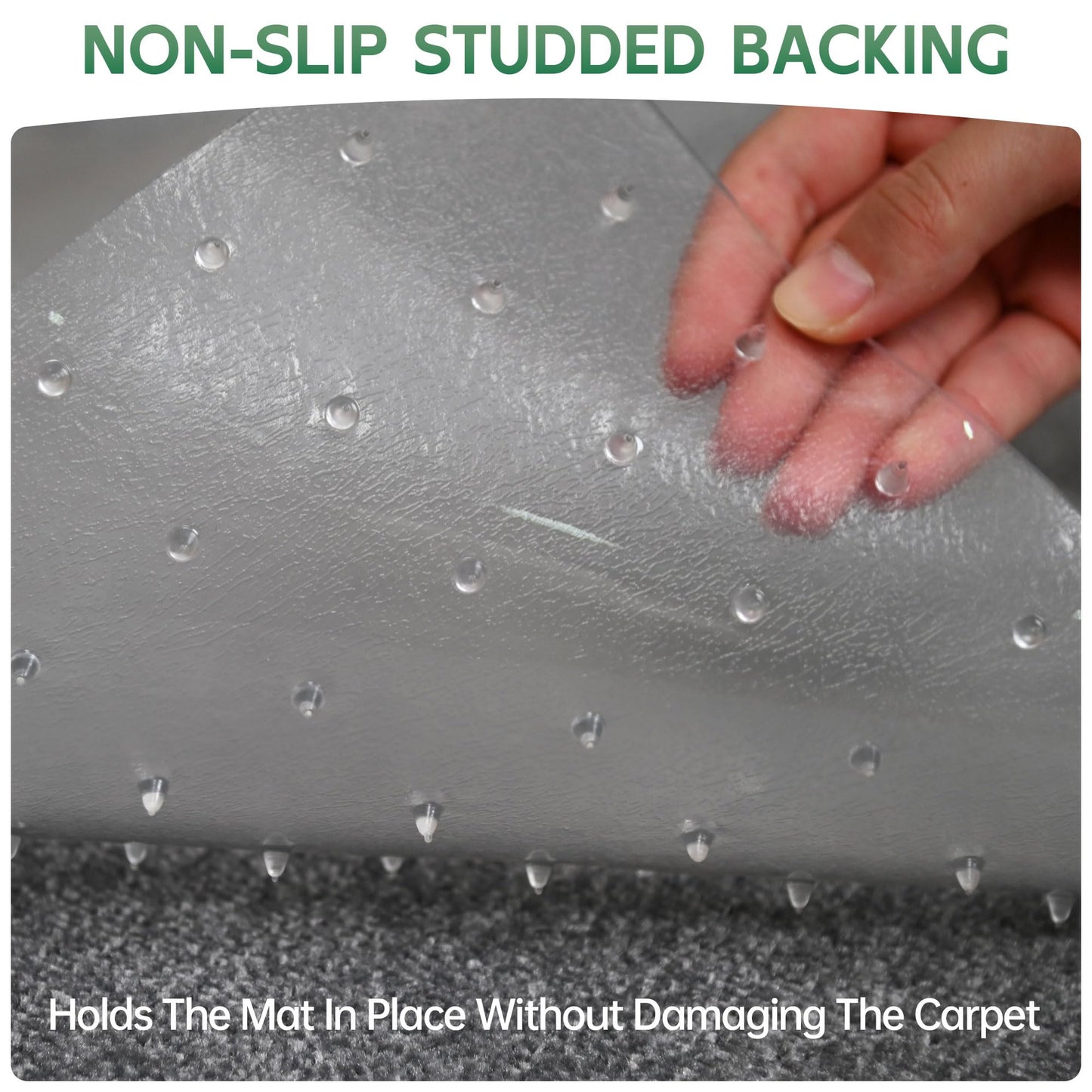 Office Chair Mat for Carpet - Clear Thick Desk Chair Mat for Carpet Plastic Floor Mats for Rolling Work and Gaming Chairs with Studs for Low Pile, Flat and No Carpeted Floors