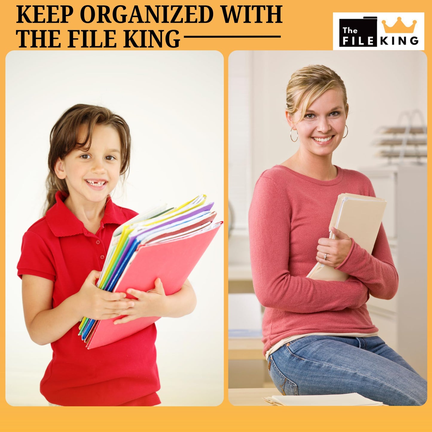 The File King One Divider Brick Red Pressboard Classification File Folder - Letter Size | Box of 10 | Top Tab | 2” Expansion | Four 2-Inch Durable Fastener Prongs | USA Made