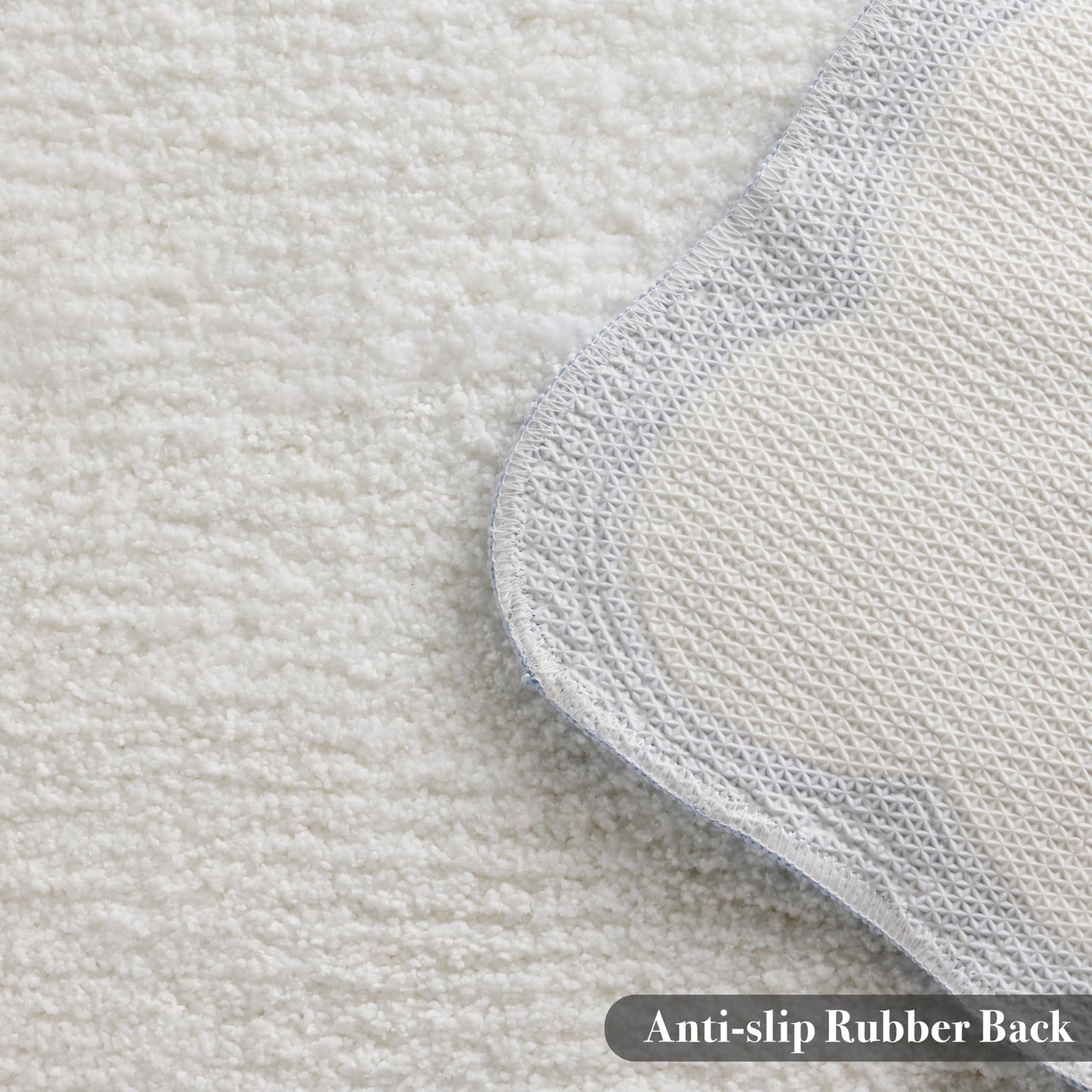 Luxury Microfiber Bathroom Rugs, White Bath Rug with Blue Scalloped Piping Cute Aesthetic Preppy Bath Mat for Bathroom, Tub, Floor Carpet, Sink, Shower, Anti Slip, Absorbent, 32x20
