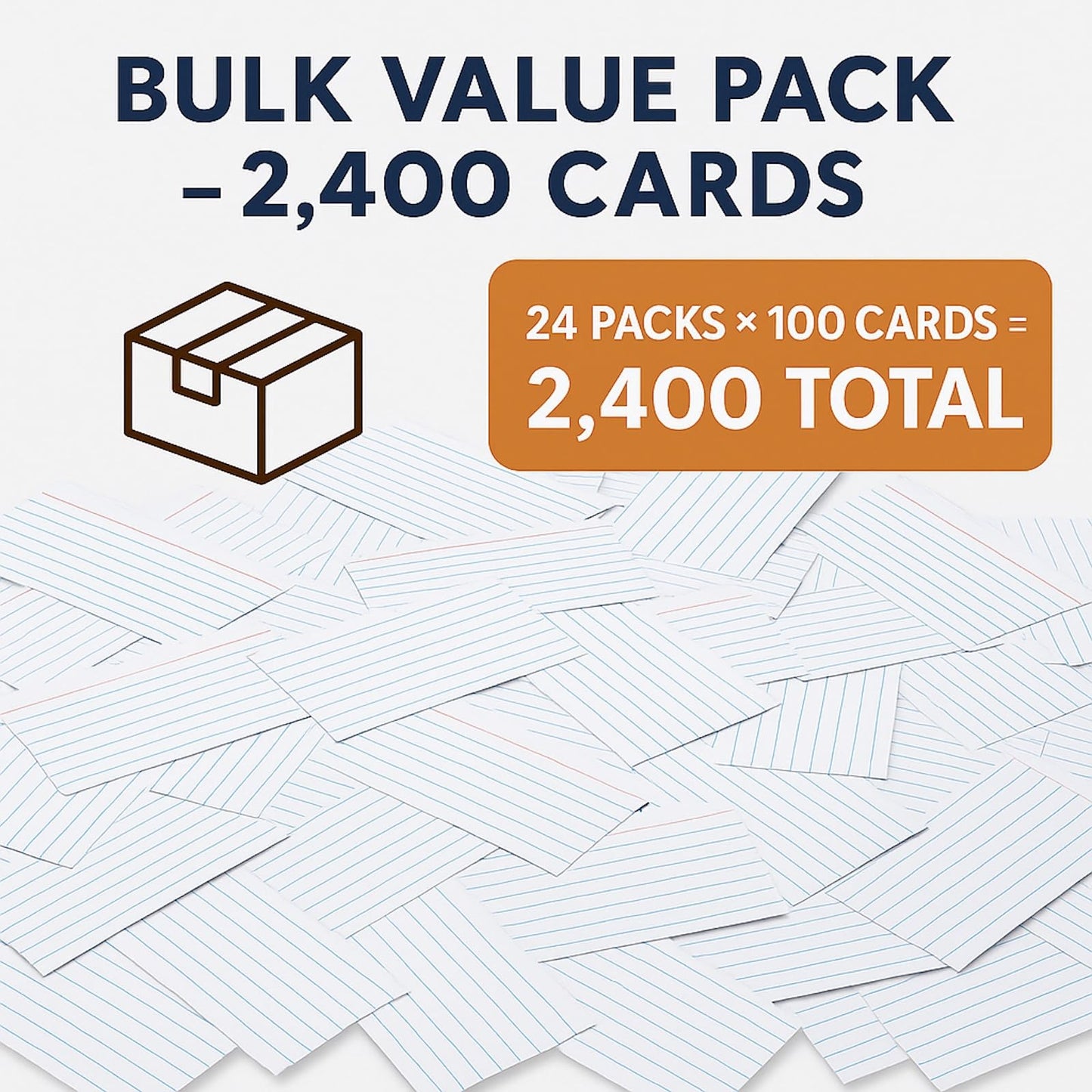 WritePads Index Cards Bulk, 2400 Flash Cards (24 Packs of 100), Wide Ruled Notecard, Blank Back Note Cards, Lined Flashcards for Studying School Home and Office, Made in USA (4x6)