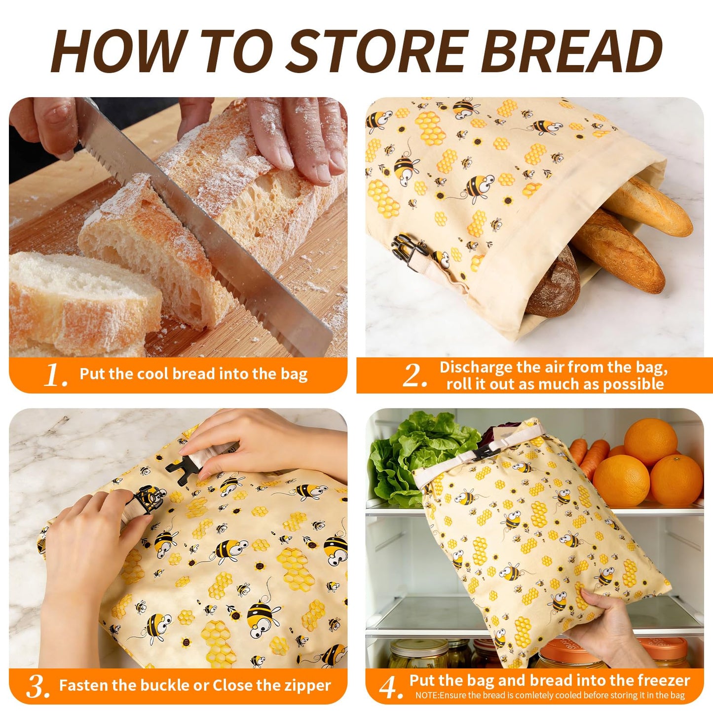 Zackoo XL Beeswax Bread Bags for Homemade Sourdough Bread (2 Pack), Reusable Cotton Linen Bread Storage Bags with Removable Beeswax Lining, Freezer Friendly, Keeps Bread Fresh