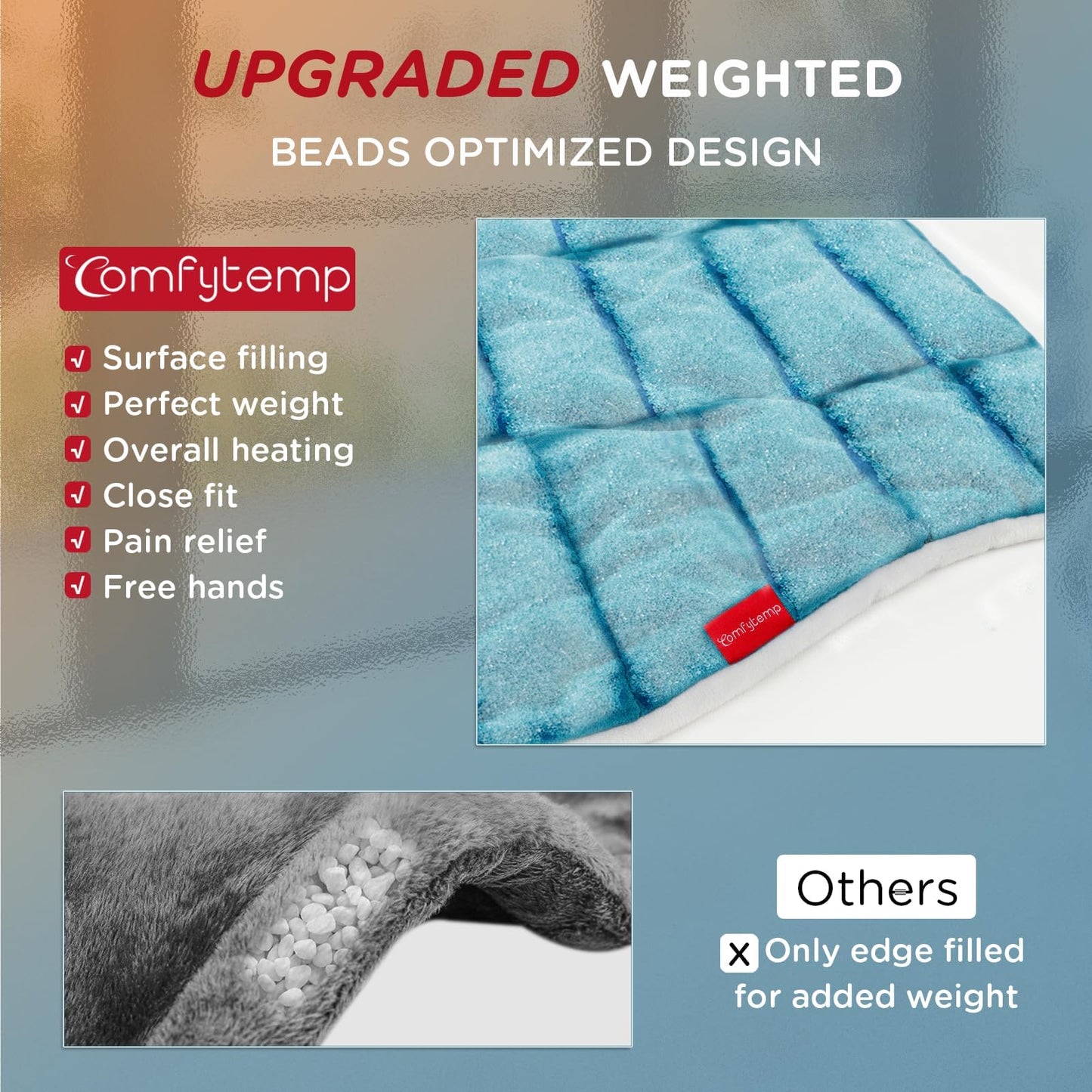 Comfytemp Heating Pad for Back, Neck Shoulder Weighted Design for Snug Fit, 22"x33" FSA Eligible Electric Wearable Throw, 2H Auto-Off, HSA Large Heated Wrap, Machine Washable