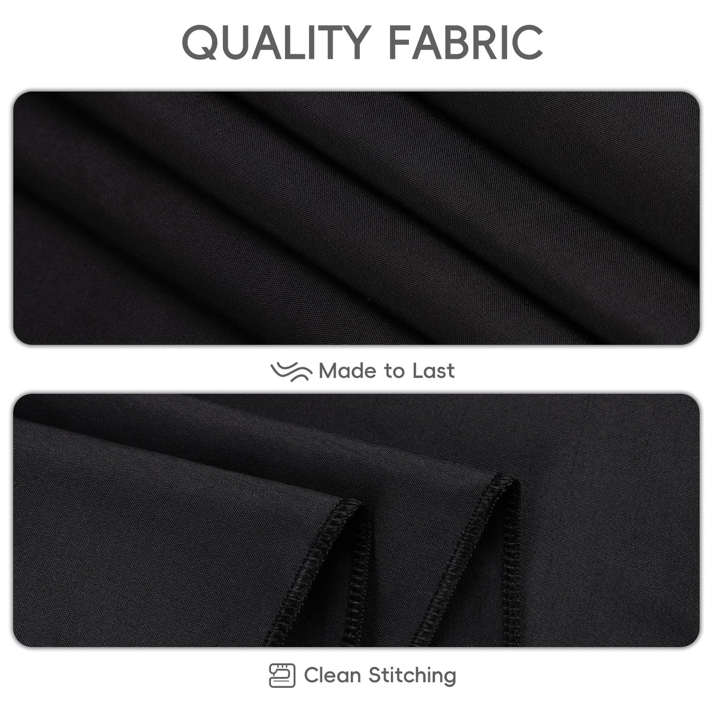 8 Pack Black Tablecloth 60 x 102 Inch Polyester Table Cloth for 6 Foot Rectangle Tables, Wrinkle Resistant Washable Decorative Fabric Table Covers for Wedding Party Banquet Buffet and Camping