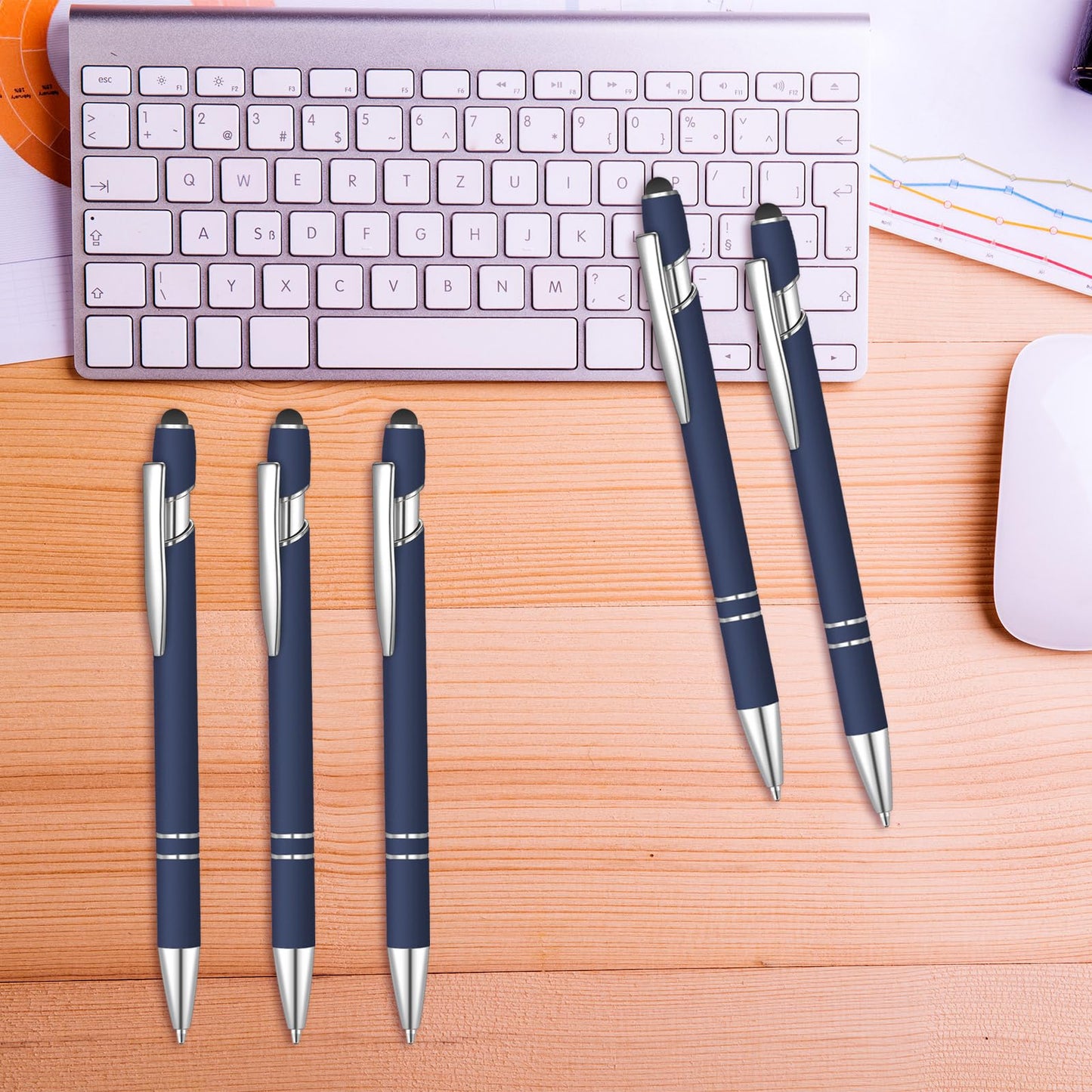 100 Pcs Ballpoint Pen with Stylus 2 in 1 Ballpoint Pen for Touch Screens, 2 in 1 Thank You Pen Gift for Colleagues, Coworker, Office (Navy Blue)