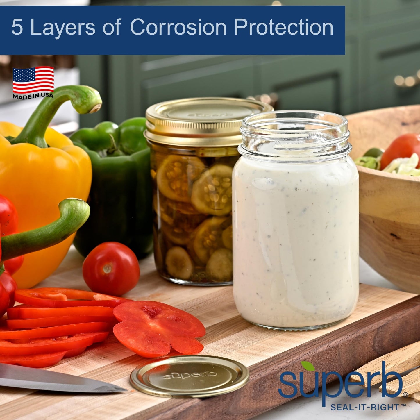 Superb Canning Lids – Regular Mouth Mason Jar Lids – Baker’s Dozen/Bulk Package of 156 Lids – Made in the USA