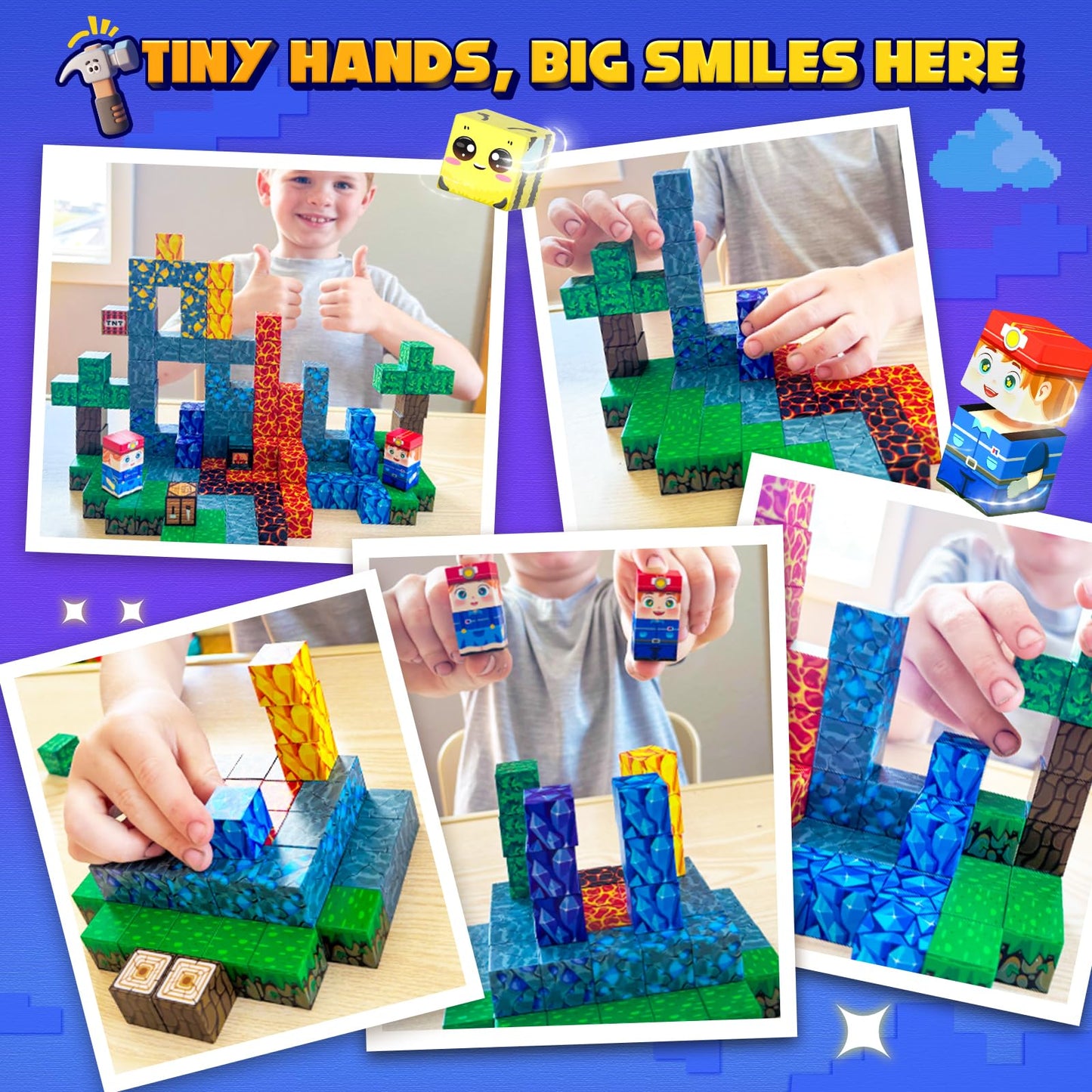 150PCS Magnetic Blocks - Build Mine Magnet World Kids Building Blocks with Magnet Board for 3 4 5 6 7 8 9 10 Year Old Boys & Girls Magnetic Tiles STEM Sensory Outdoor Toys for Kids Ages 4-8 5-7