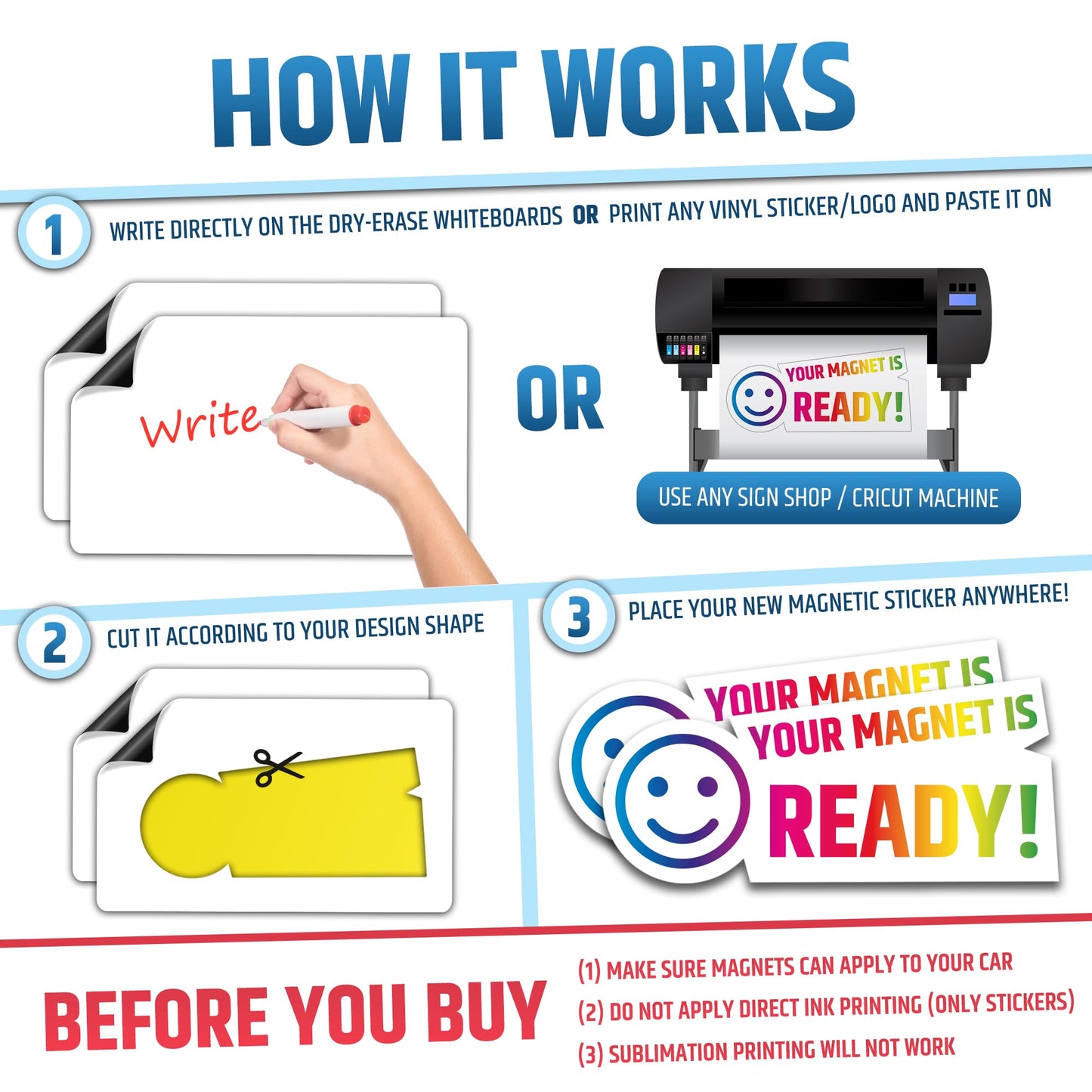 Premium Magnetic Car Signs (Blank) - Will Never Fly Off Your Vehicle/Truck Door (Upgraded Magnets) - Customize The Magnetic Sheets to Advertise Your Business | Flexible & Lays Flat | 24”X16” | 2 Pack