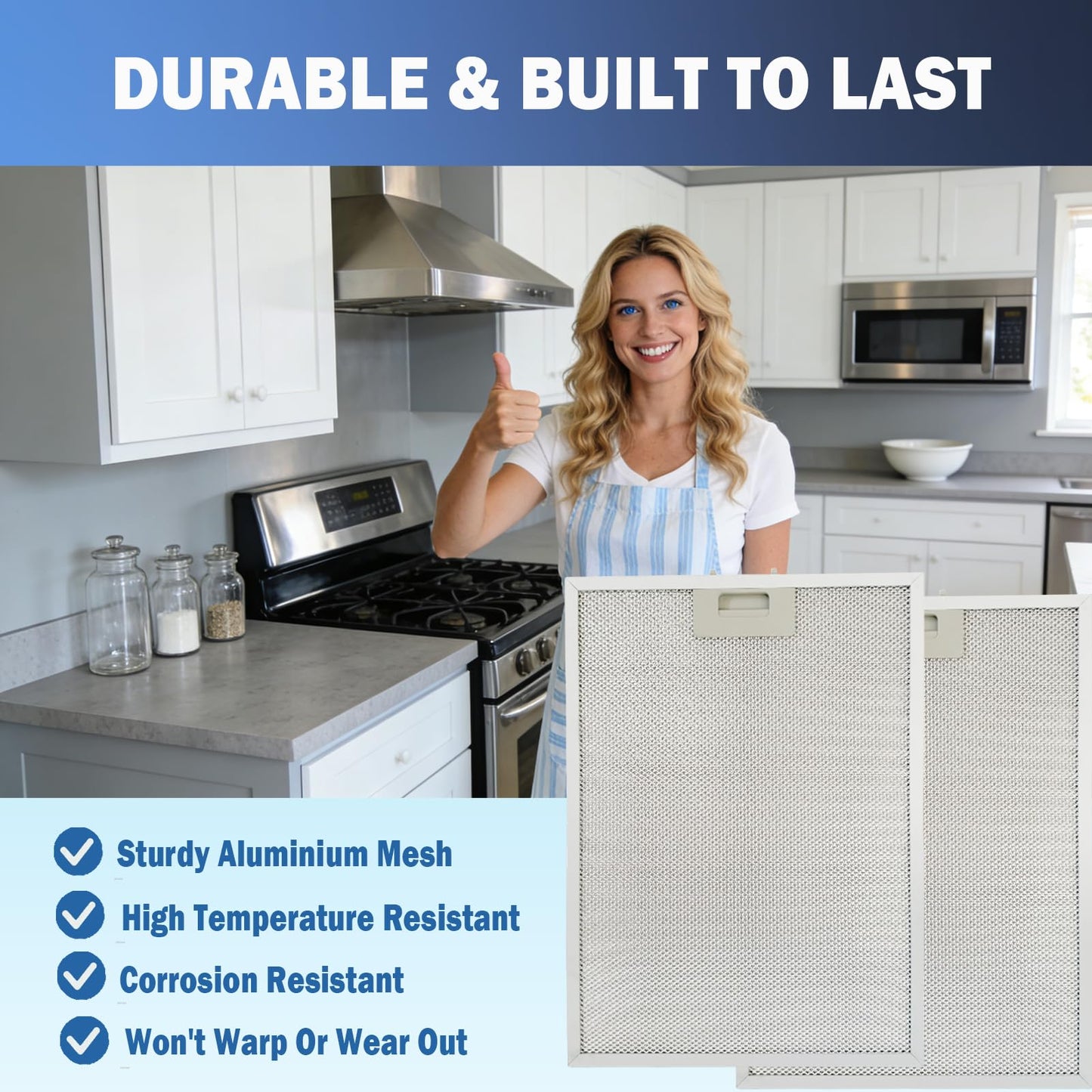 4 Pack BPPFA30 Range Hood Grease Vent Filter 11.81" x 16.25" Fit for Broan QP130 QP130BL QP130SS QP130BLC, Replace Part Number Replace S97017720, 97017720, AP5610518, 1568240