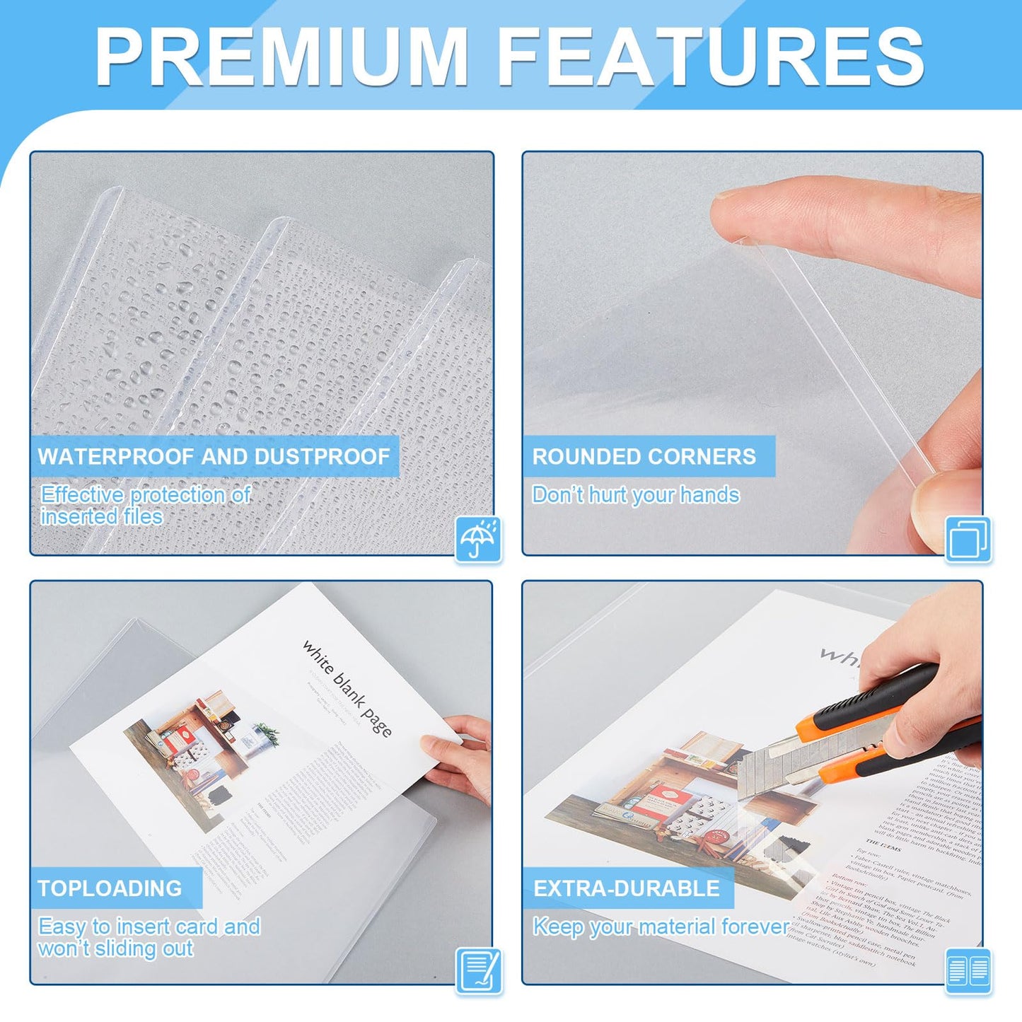 Ireer 10 Pcs 12 x 18'' Clear Semi-Rigid Plastic Sheet Hard Print Protectors Heavy Duty Magazine Cover Poster Sleeves Hard Plastic Document Holder Paper Page Protector for Lithographs Photo Poster