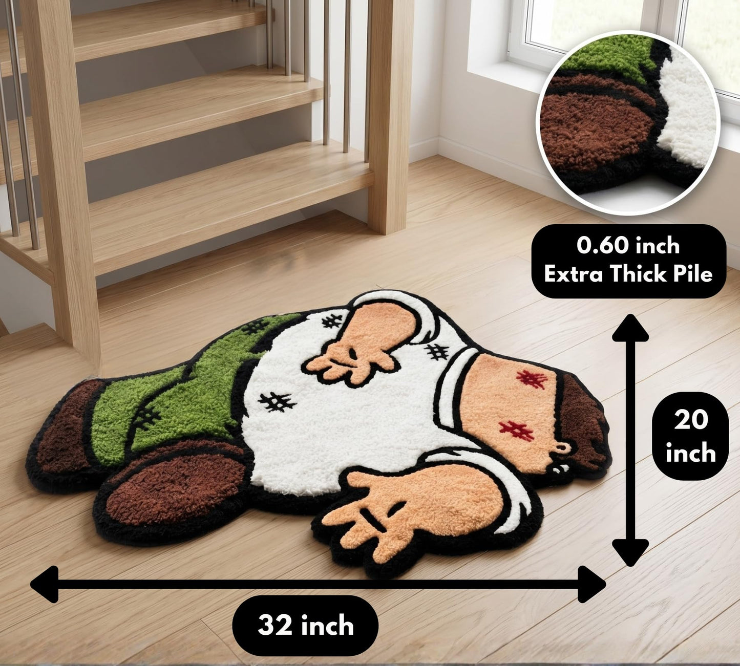 GROVETA Cartoon Rug for Bedroom - Dad Fun Cool Rugs for Men - Washable Hypebeast Funny Decorative 3D Rug for Living Room - Tufted Rug 32 * 20 Inch Graphic Rugs for Home Decor Area Rug