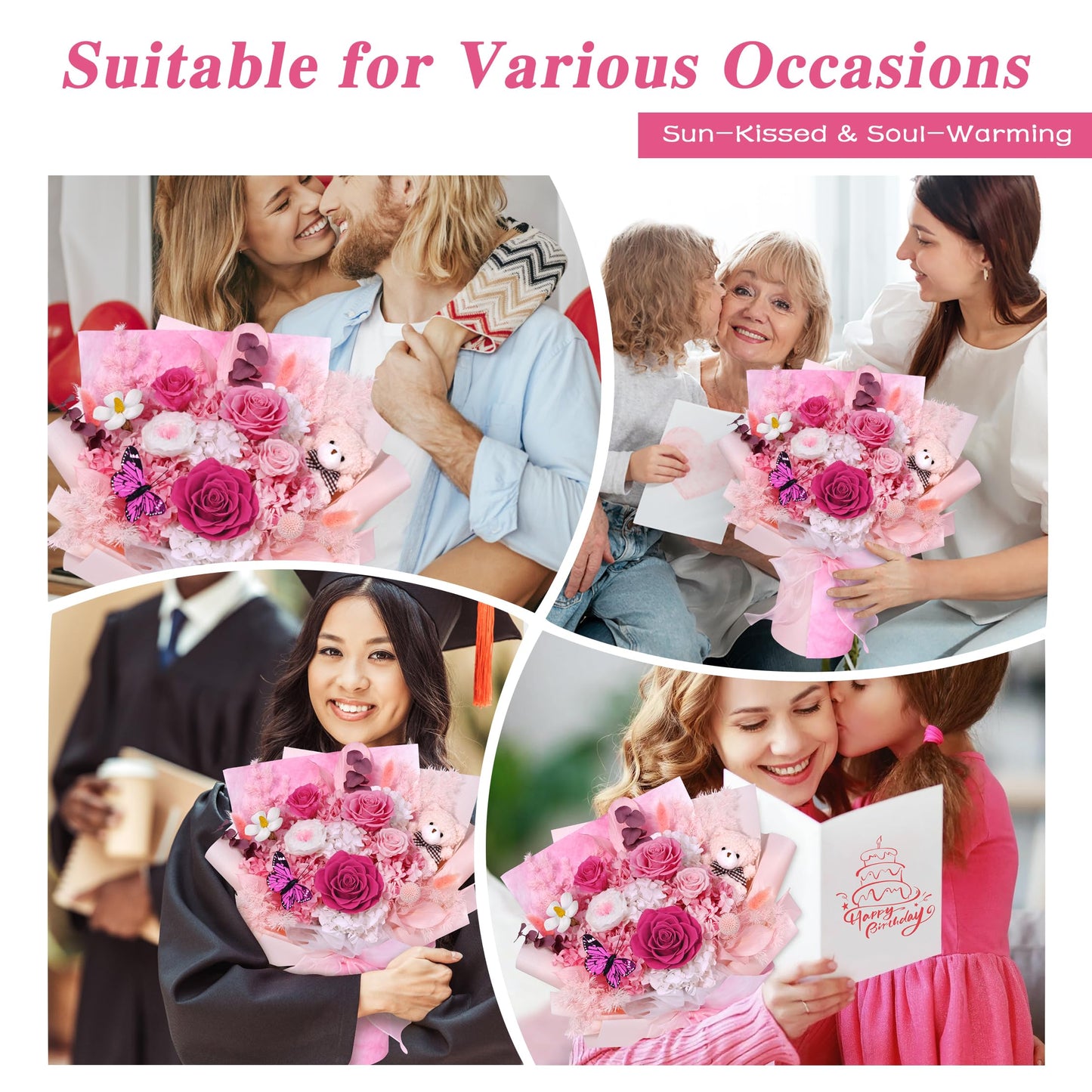 Waipfaru Flowers for Delivery Prime, Large Pink Preserved Flowers, Fresh Bouquet with Gift Box, Forever Rose for Women Mother Day Birthday,Valentines Day Gifts for Her