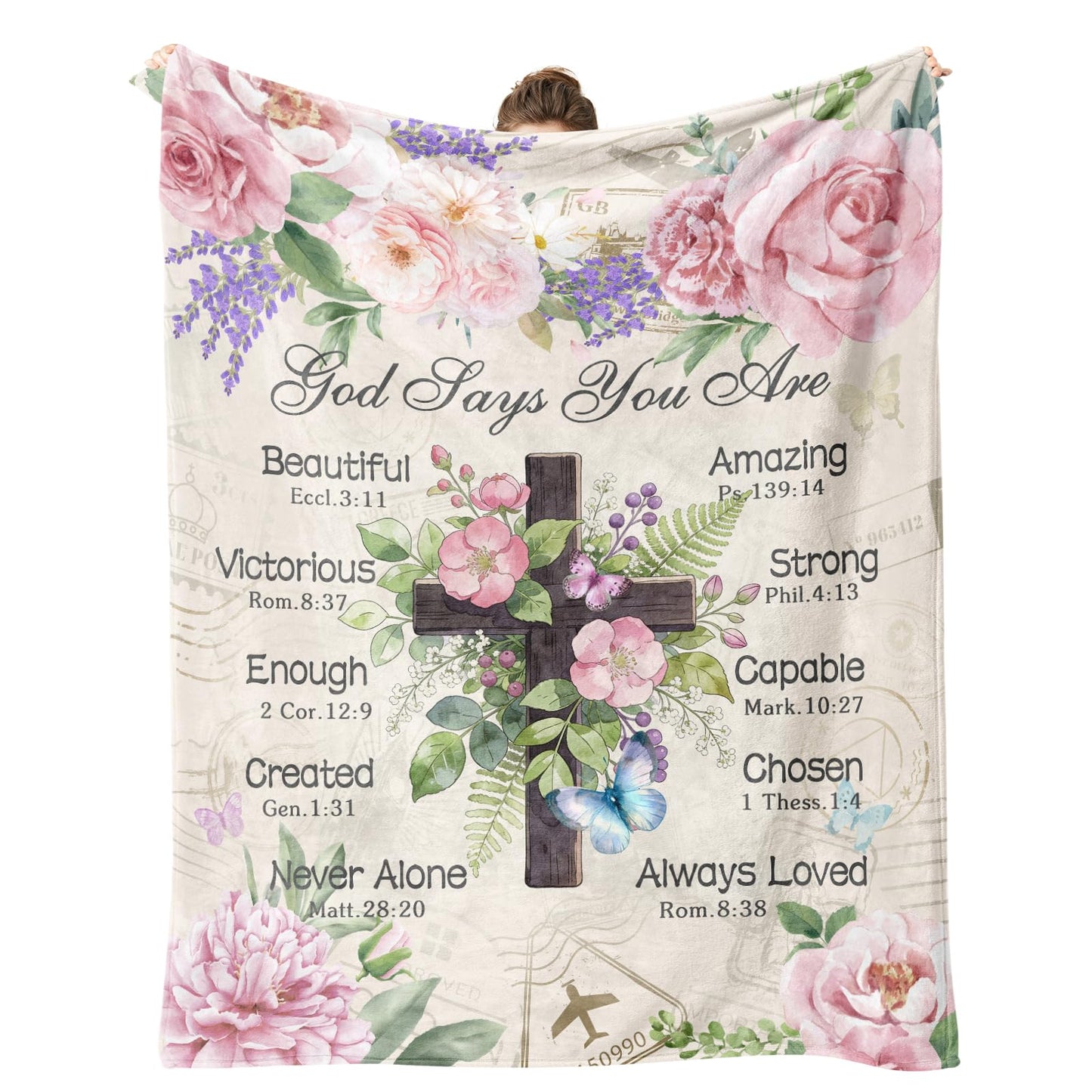 Psspotgj Christian Gifts for Women, Christian Blanket 60"x50", Christian Gift with Flowers, Birthday Gifts for Women, Religious Gifts for Daughter, Mom Sister, Friends Inspirational Throw Blankets