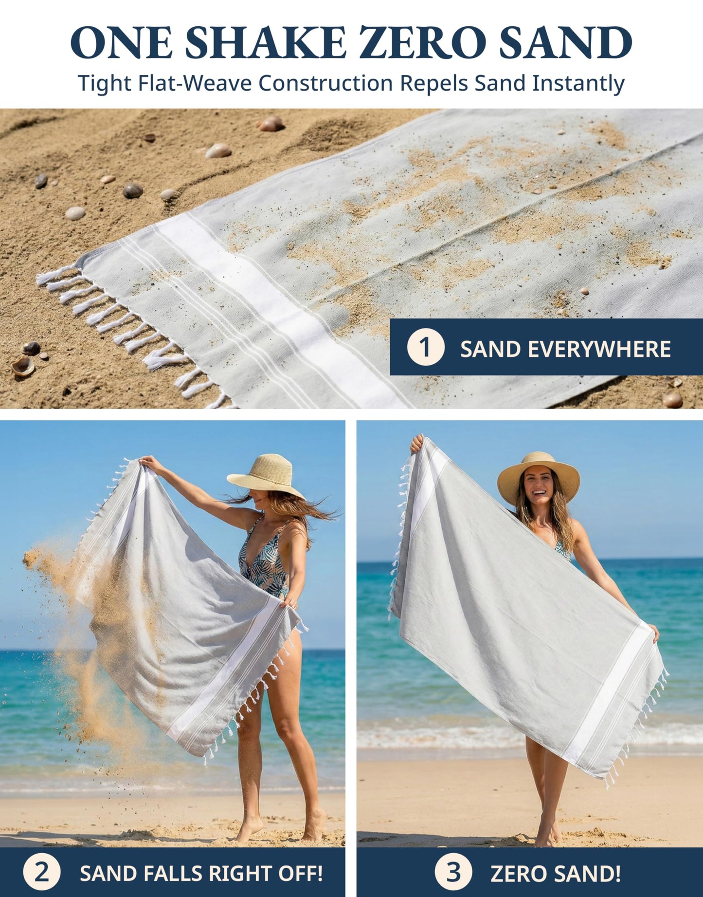 LANE LINEN Turkish Towels Set of 6, Beach Towels Oversized, Pre-Washed Pool Towel, Extra Large Beach Towel, Sandproof Beach Towel, Absorbent Travel Towel,39"x71" - Beach Party