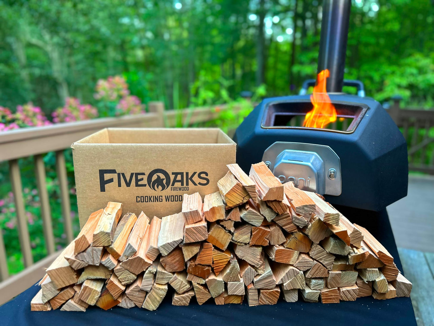 FiveOaks Firewood Kiln Dried Oak Pizza Oven Wood, Mini 5 Inch Cooking Wood for Ooni, Gozney, Bertello Pizza Ovens, Solo Stove & More - Approx 14lbs Product of USA (1,000 Cubic Inches)