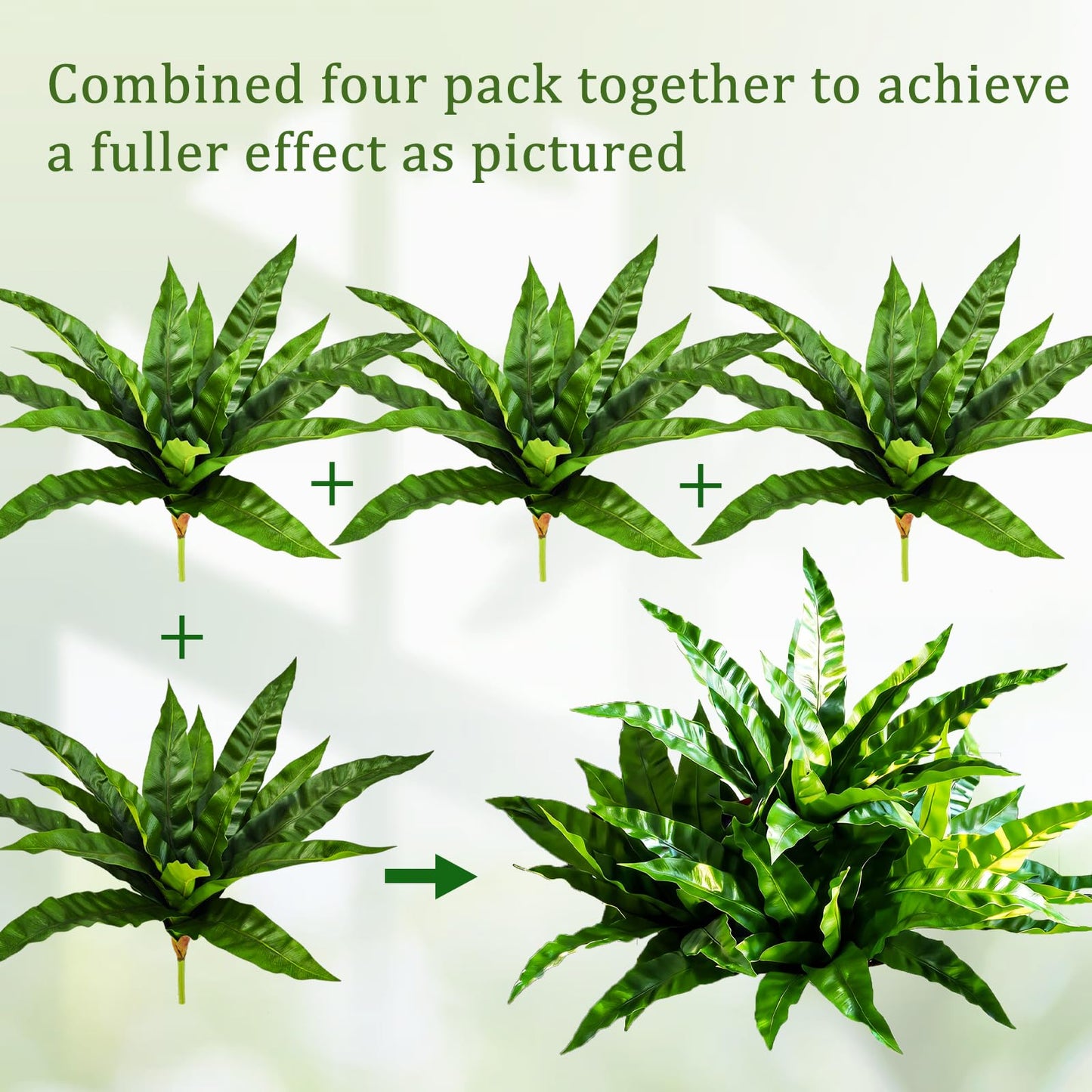 Cherica 8Pcs Fake Ferns,35in Outdoor Faux Plants UV Resistant,3D Real Touch Fake Plants Total 120 Blades,Weatherproof Artificial Plants Outdoor Indoor for Garden Porch Home Office Living Room Decor
