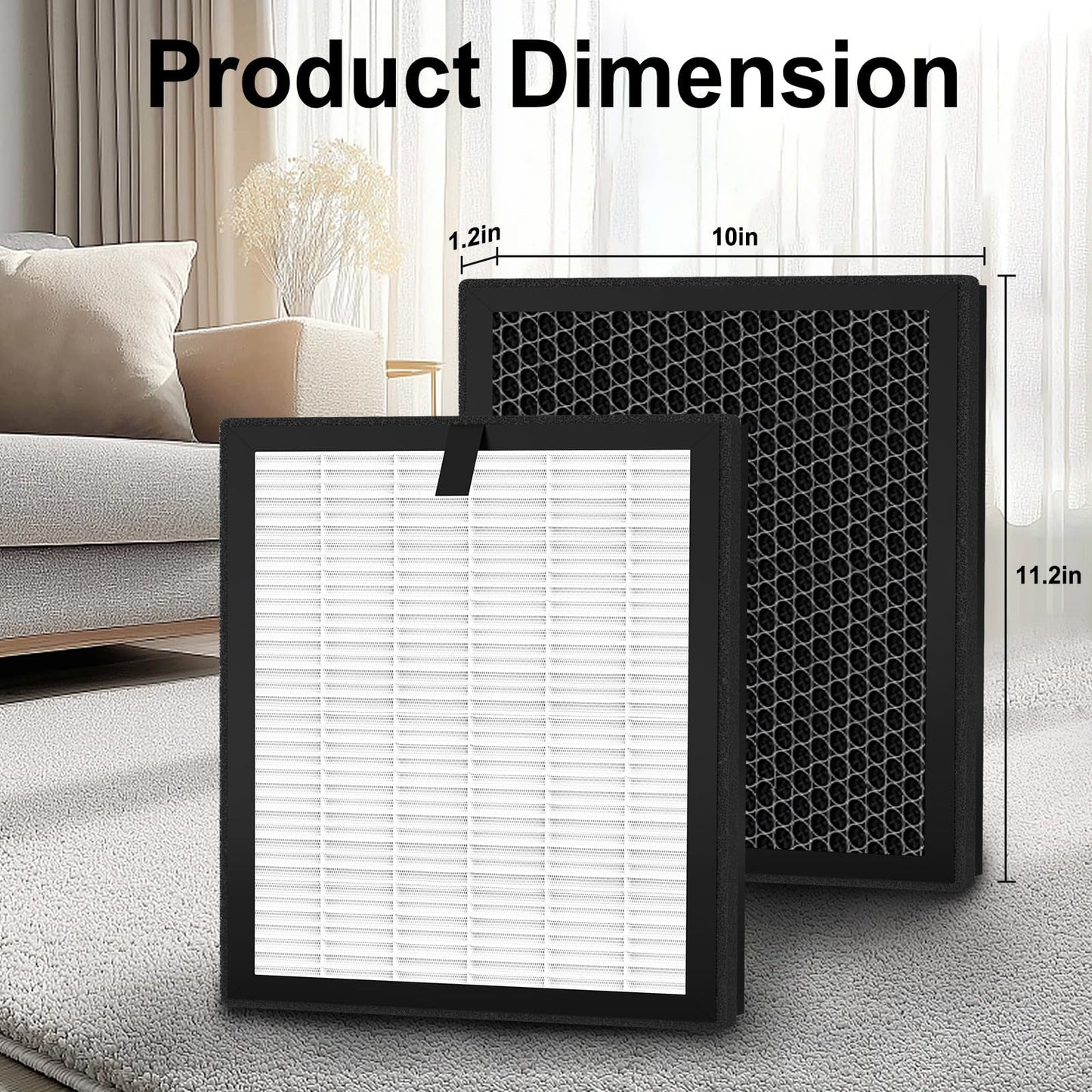 F1 Replacement Filter Comaptible with AMEIFU F1 Air Pu-rifier, Double-Sided Air Filter Purifi-er for Home Large Room, H13 True HEPA and Activated Carbon Filter for Bedroom, Pet, Wildfire Smoke, 2 Pack
