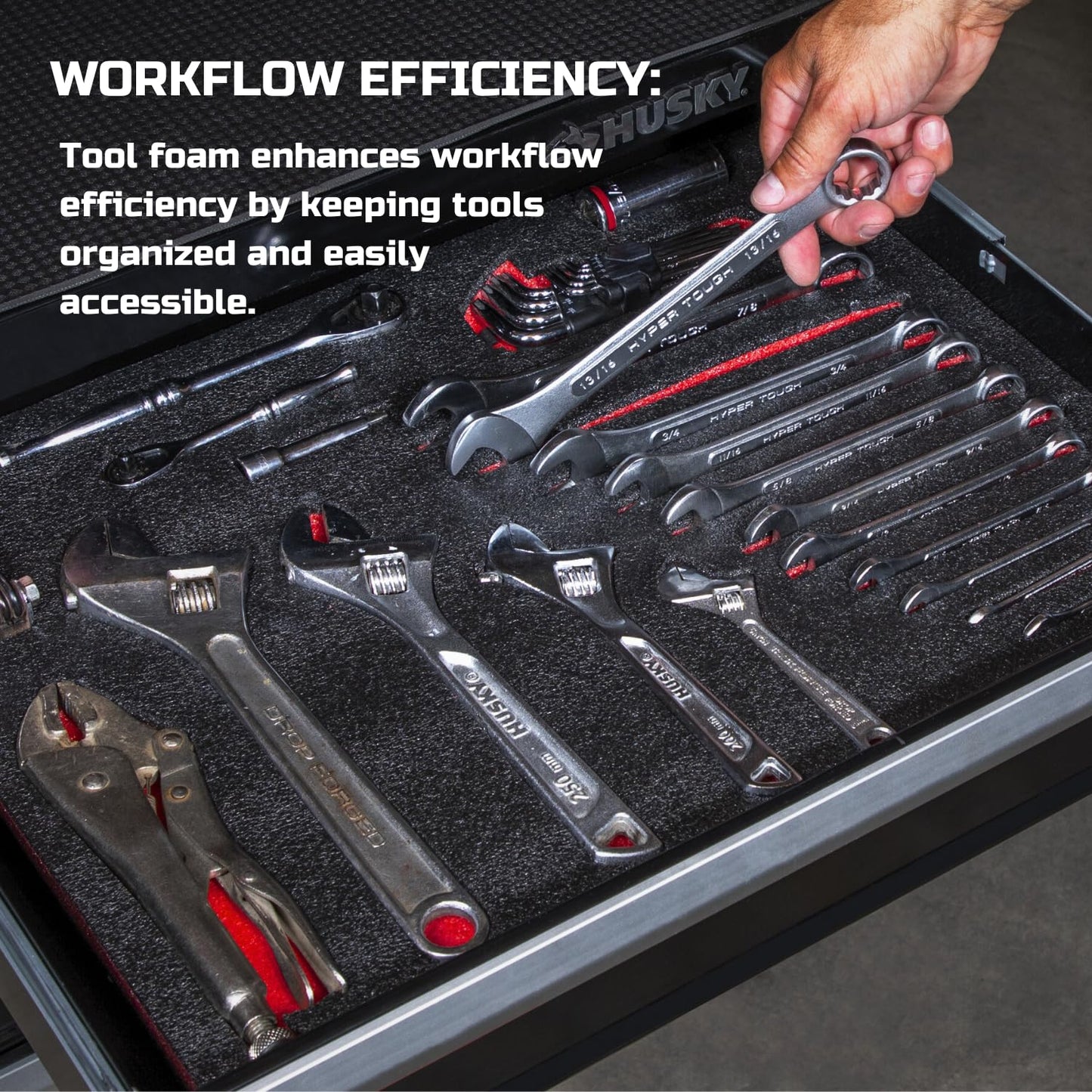 ONREVA Tool Box Foam 4Pack 2pc 18x12x2in & 2pc 18x12x1in, Foam Inserts for Cases, Polyethylene Storage Sheets for Toolbox Hard Case, Tool Shadow Insert, Kaizen Organizer Sheet, Black with Red