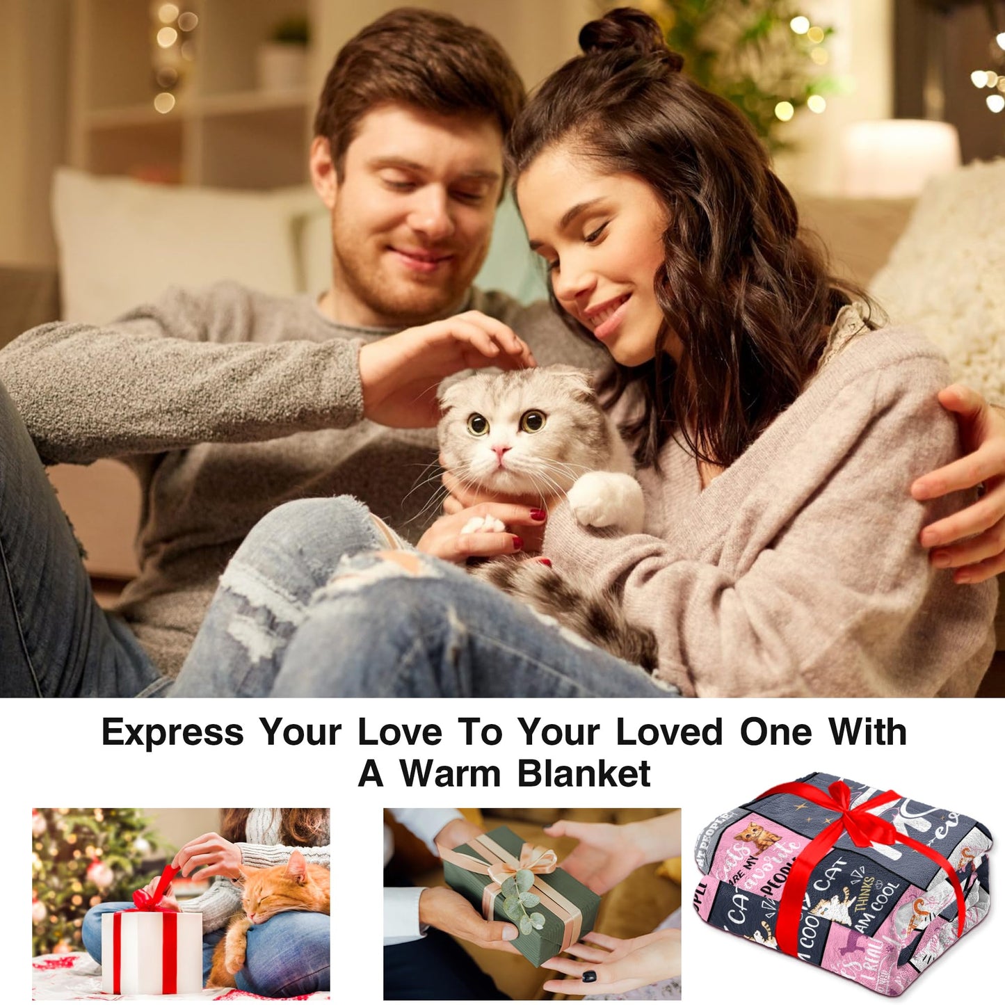 Settocos Cat Mom Gifts Blanket 50"x60", Mothers Day Birthday Gifts for Cat Lovers for Women, Cats Lovers Gifts for Women, Funny Cats Themed Gifts, Cat Lady Mom Mother Present