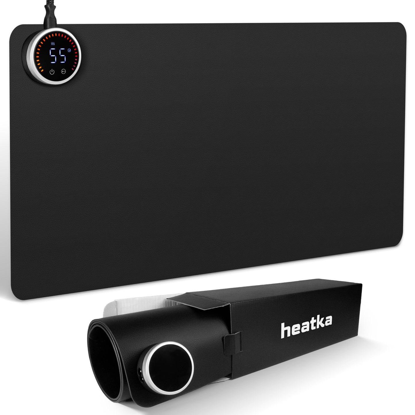 Heatka Classic Desktop Hand Warmer Heated Desk Pad – Large Heated Desk Mat for Cold Office & Home, PVC Leather Heated Mouse Pad for Keyboard & Mouse, Auto Shut-Off