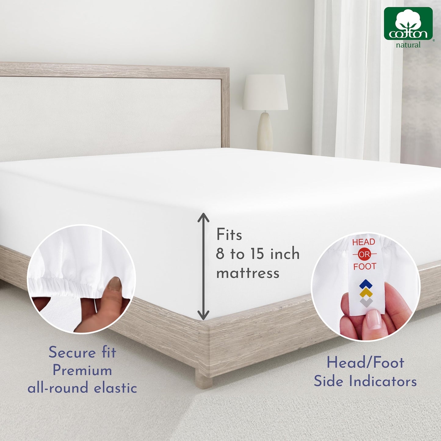 California Design Den Pack of 2 Cotton Twin XL Fitted Sheets, 400 Thread Count 100% Cotton Fitted Sheets Sateen, Twin XL Size Fitted Sheet with Deep Pockets (Bright White)
