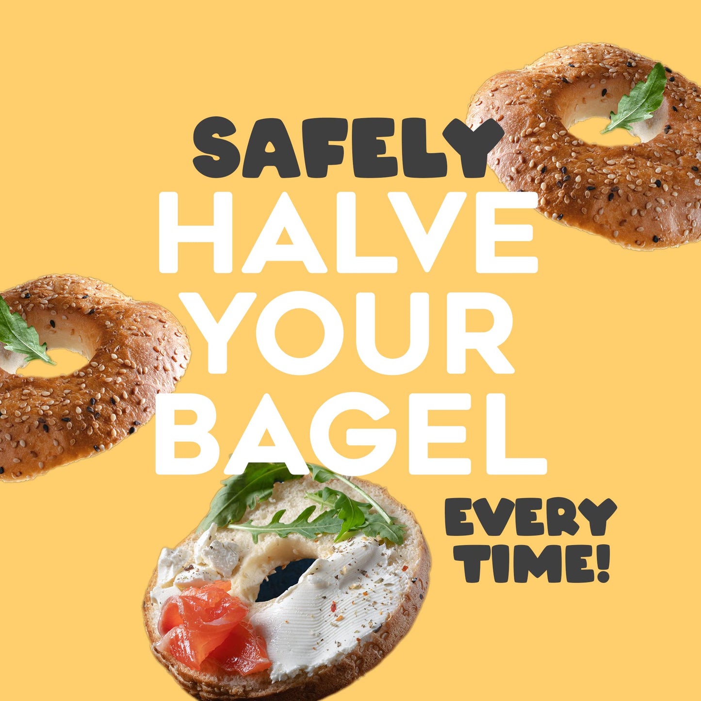 Halve Your Bagel - Bagel Slicer, Durable Kitchen Gadgets. Bagel Cutter with Knife for All Bagel Sizes, Dishwasher-Safe Bagel Cutter Slicer for Home, Bakeries, Coffee Shops, & more. (White)