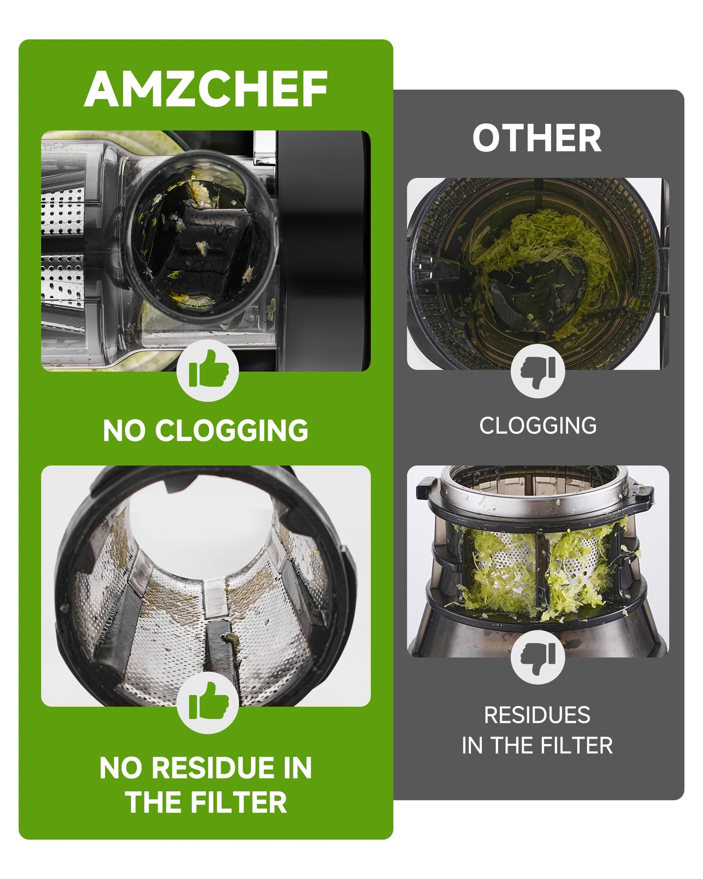 Juicer Machines - AMZCHEF Cold Press Masticating Juicer whole Fruit and Vegetable - Delicate Chew No Need to Filter - BPA Free Juice Extractor with 2 Cups and Brush- Pear White