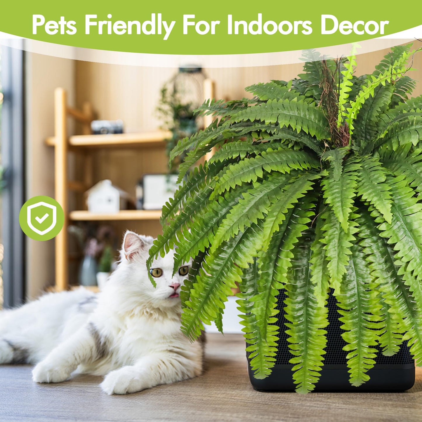 zooFernzoom Artificial Ferns for Outdoors & Indoors, 51in Large Fake Ferns Plants, Artificial Boston Fern Faux Greenery for Porch Entrance Home Decor