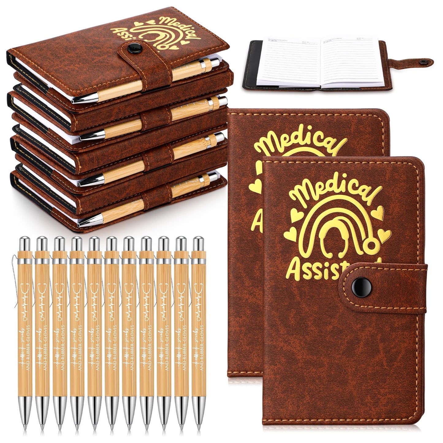 Yexiya 24 Set CNA Week Appreciation Gifts Set A6 Leather Journal with Ballpoint Pens Notebook Bulk for Doctor, Nursing, Certified Medical Assistant, Healthcare Clinical Intern Gifts