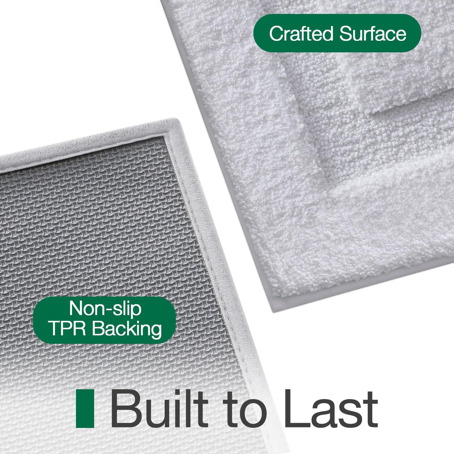 LUMI Extra Large Ultra Soft Bathroom Rugs Non Slip with Rubber Backing, Absorbent Washable Bath Mat Quick Dry, Upgraded Premium Microfiber Plush Carpet for Bathtub and Shower Floor, White, 24x60