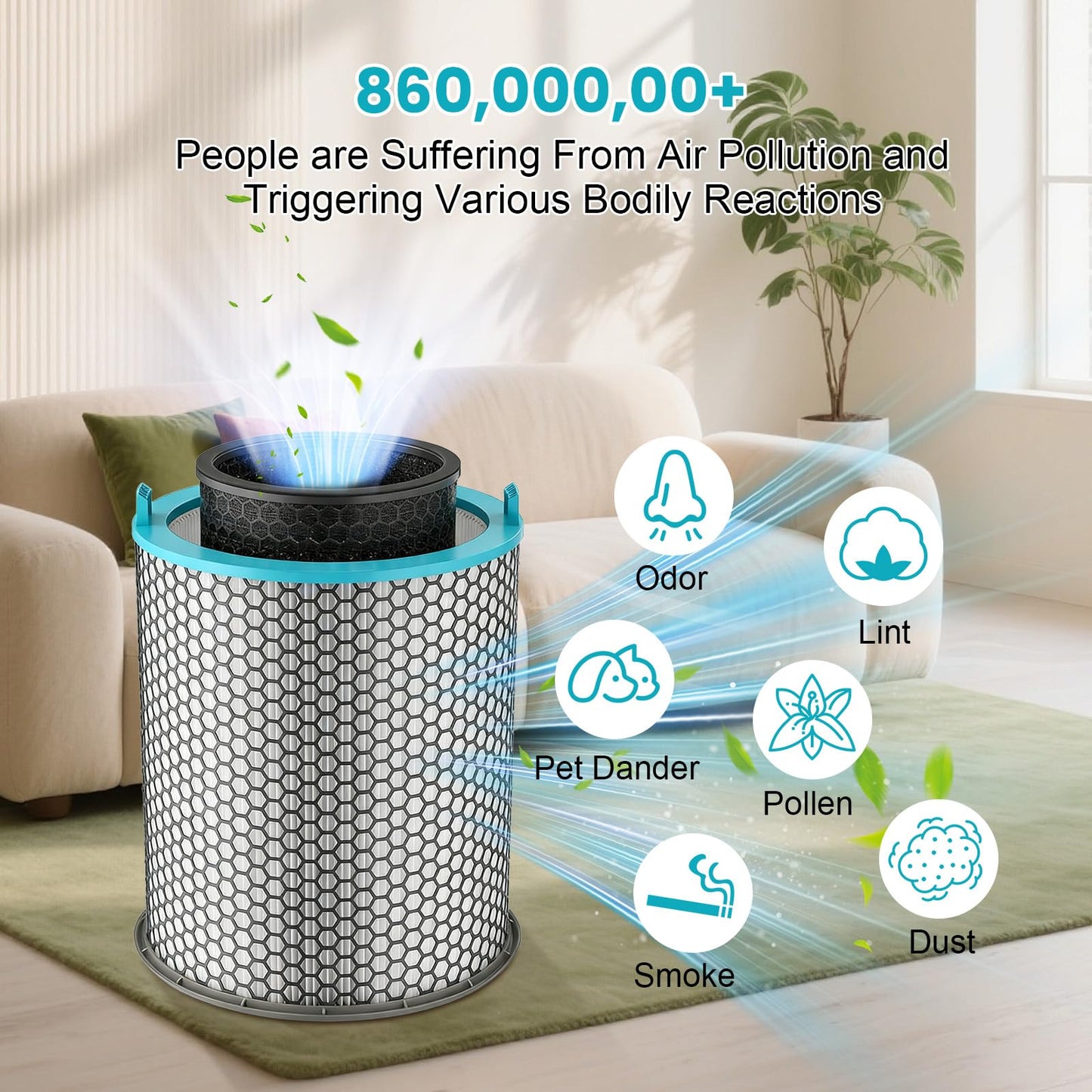 HJ10 Replacement Filter Compatible with Dyson Hush-Jet Air Purifier, 3 in 1 True HEPA High-Efficiency Activated Carbon Filter for Pet Dander for Home Large Room