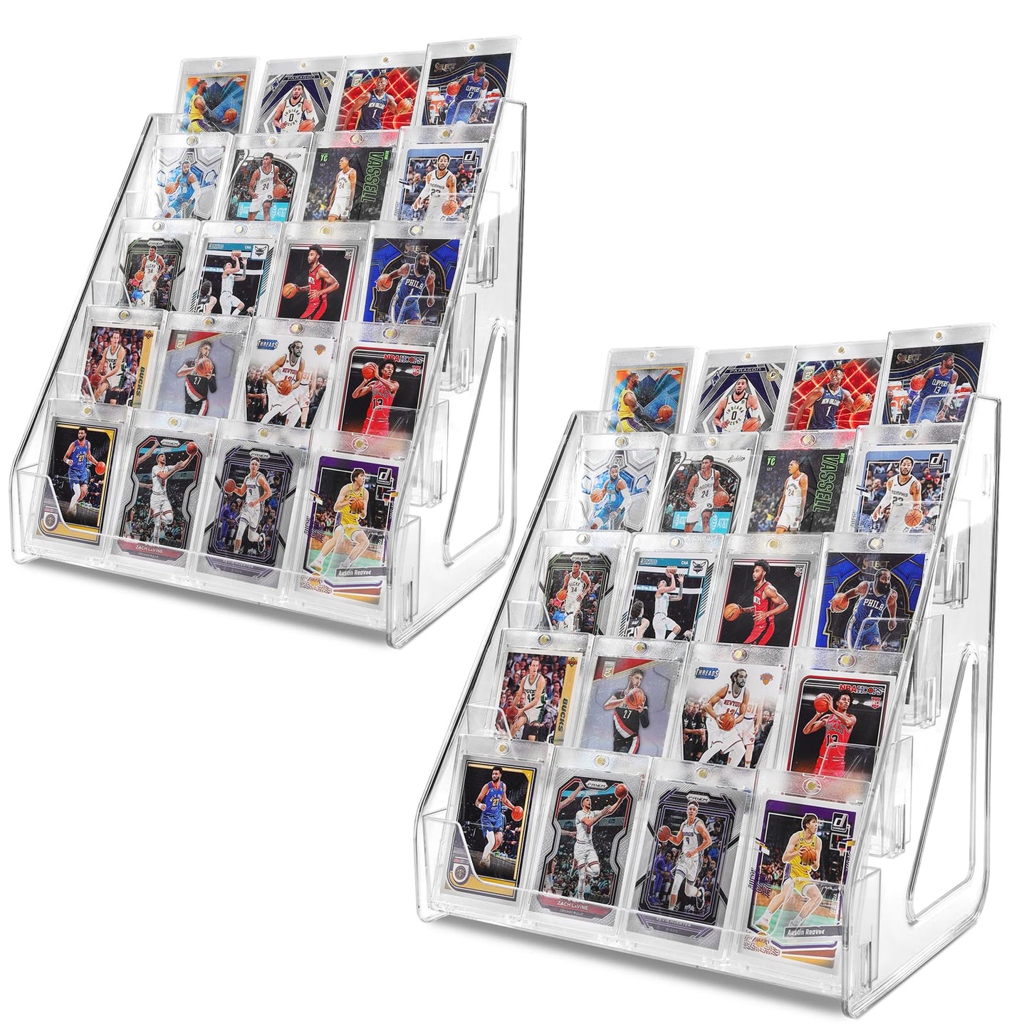 TrendTrust Trading Card Display Stand, Vertical Holder for Baseball Basketball Sports Graded Card Display Stand Tabletop for PSA BGS SGC Slabs, Snap-On Assembly(5 Tier, 2 Pack)
