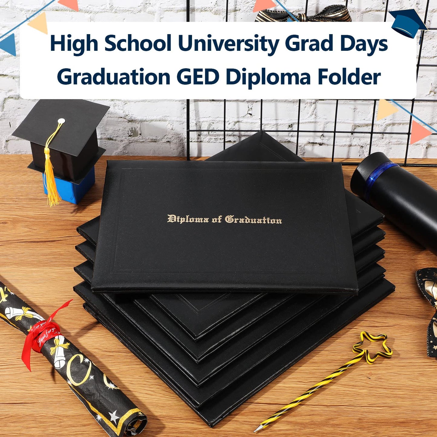 12 Pack Graduation Diploma Holder 8.5 x 11 Inch Black Padded Diploma Cover Embossed Certificate Holders Bulk for High School University Grad