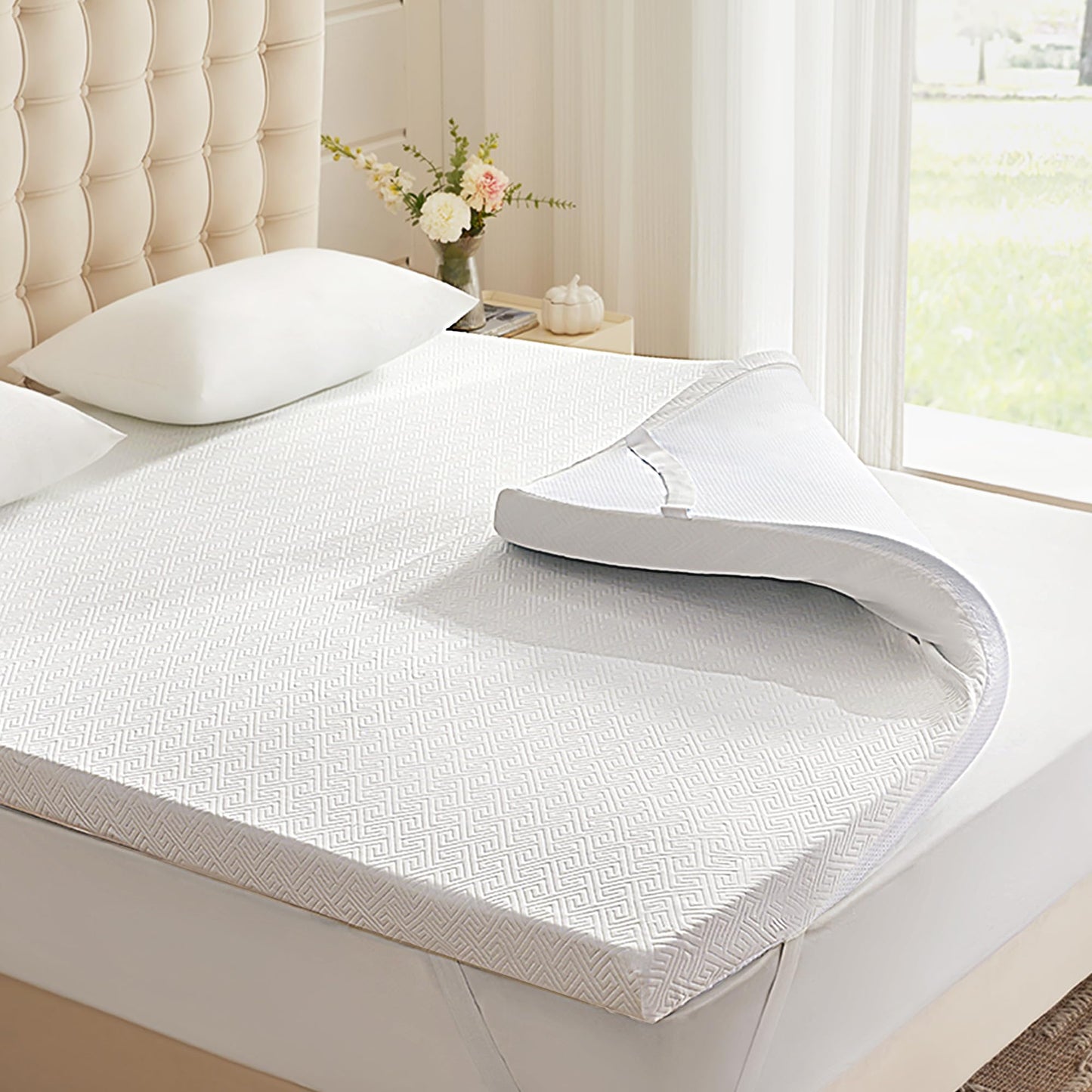 Eiayeebil 2 Inch Memory Foam Mattress Topper Twin, Memory Foam Pad with Removable & Washable Cover, Bed Topper for Back Pain, Non-Slip Ventilated Design, Twin Size