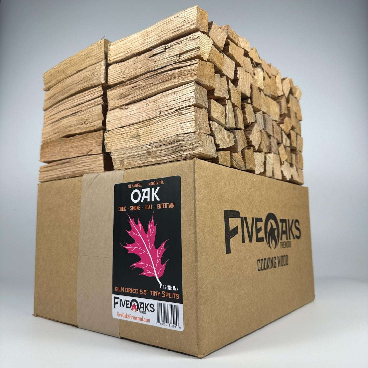 FiveOaks Firewood Kiln Dried Oak Pizza Oven Wood, Mini 5 Inch Cooking Wood for Ooni, Gozney, Bertello Pizza Ovens, Solo Stove & More - Approx 14lbs Product of USA (1,000 Cubic Inches)