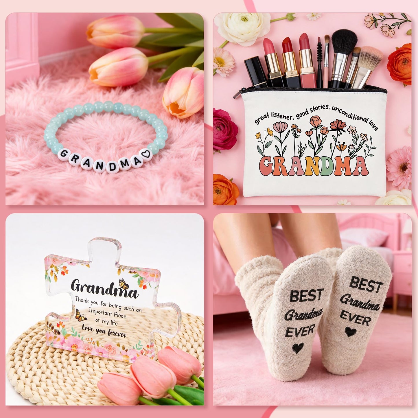Mothers Day Birthday Gifts Basket for Grandma, New Grandma Gifts for Mothers Day, Grandmas Gift for Birthday, Grandmother Gift from Granddaughter Grandson Grandchildren Grandkids, Grandmas Presents