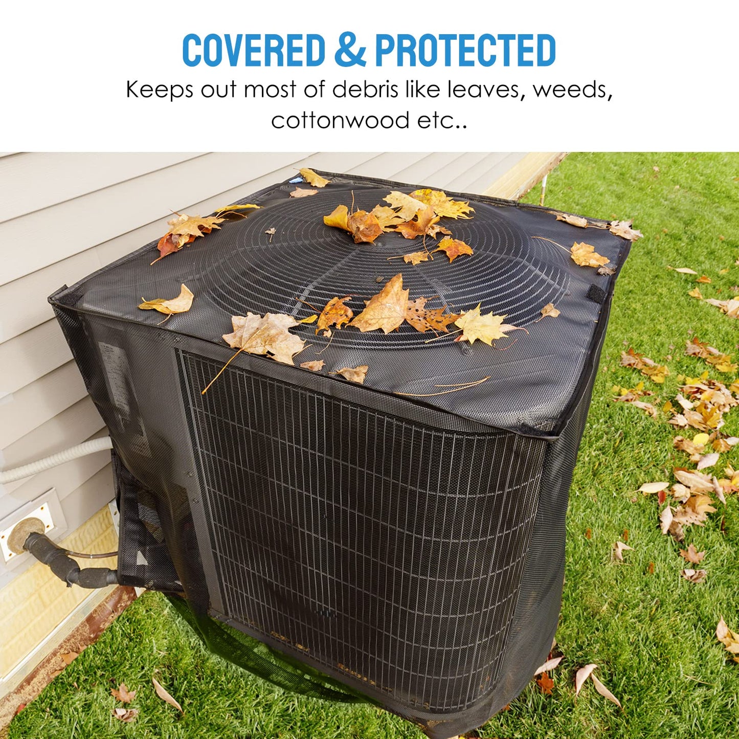 Joiish Air Conditioner Cover for Outside Units, 32" x 32" x 36" Mesh Cover with 600D Detachable Waterproof Top, All Seasons Outdoor Central AC Protector Against Leaves, Weeds, Cottonwood and Debris