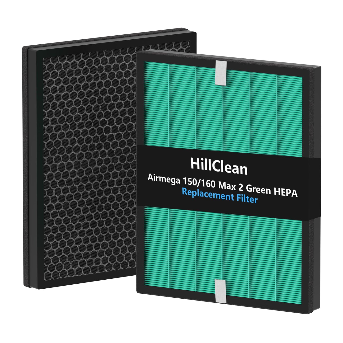 Airmega 150 Filter Replacement Compatible with Coway Airmega 150 (AP-1019C) & Airmega 160 Air Purifiers, Green True HEPA and Enhanced Activated Carbon Filter, Part＃AP-1019C-FP Upgraded Version 2 Pack