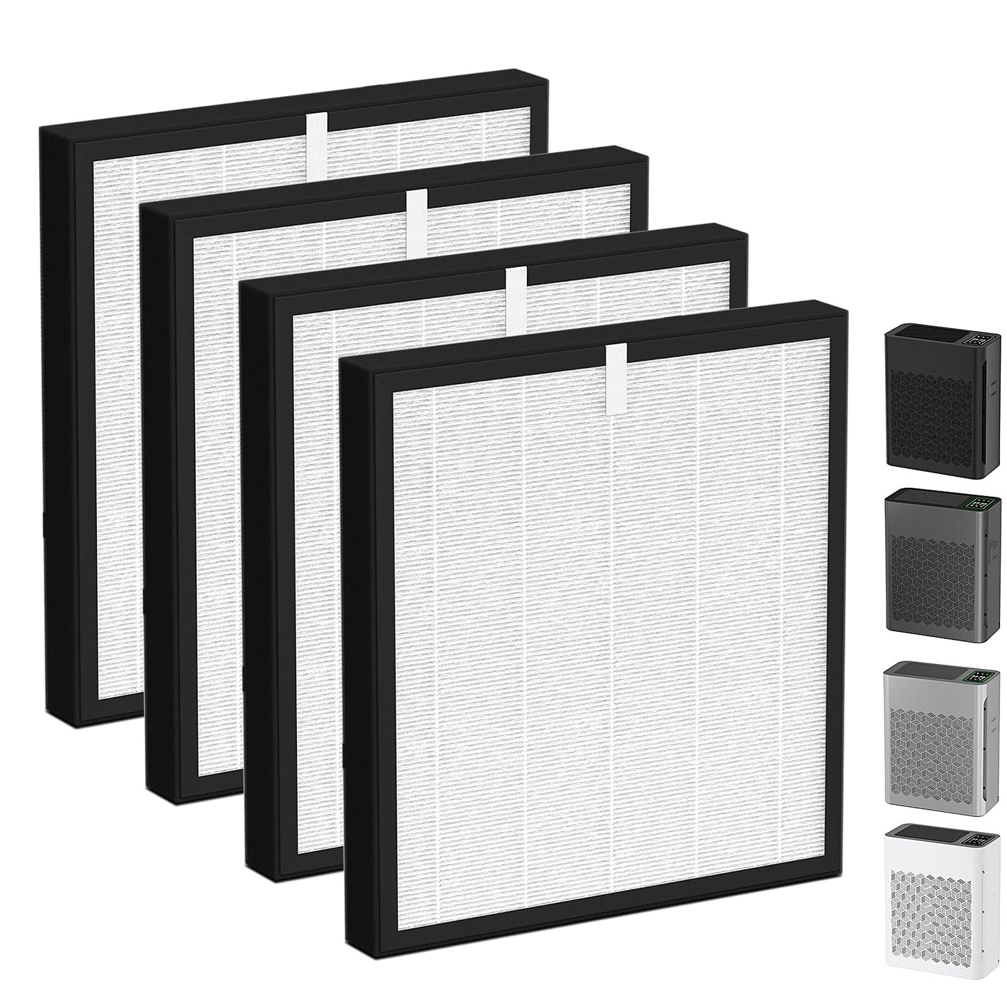 LemonQueen TZ-K2 Replacement Filter Compatible with ToLife Air Puri-Fier Filter TZ-K2-A, 3-in-1 H13 HEPA with Activated Carbon and Pre-Filter, 4 Pack