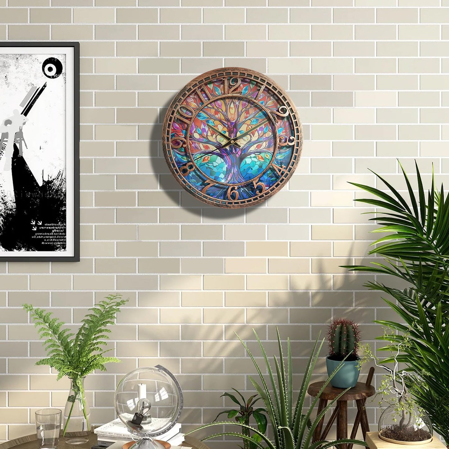 WANGIRO Tree of Life Wall Clock 12inch Silent Movement Non-Ticking Clock Precise Timekeeping Wall Clock Suitable for Living Rooms Bedrooms Offices Ideal for Home Decor Gifts Antique Copper