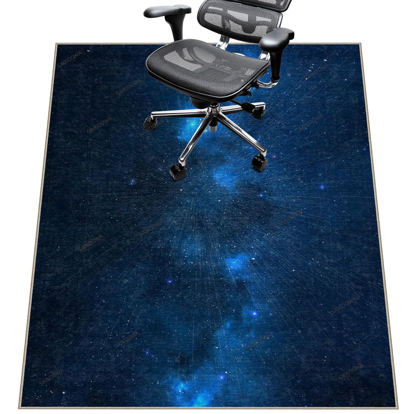 Chair Mat for Hardwood Floor,60"*48" Rolling Computer Chair Mat for Hard Wood and Tile Floor,Anti-Slip Floor Protector for Home Office Blue Starry Sky